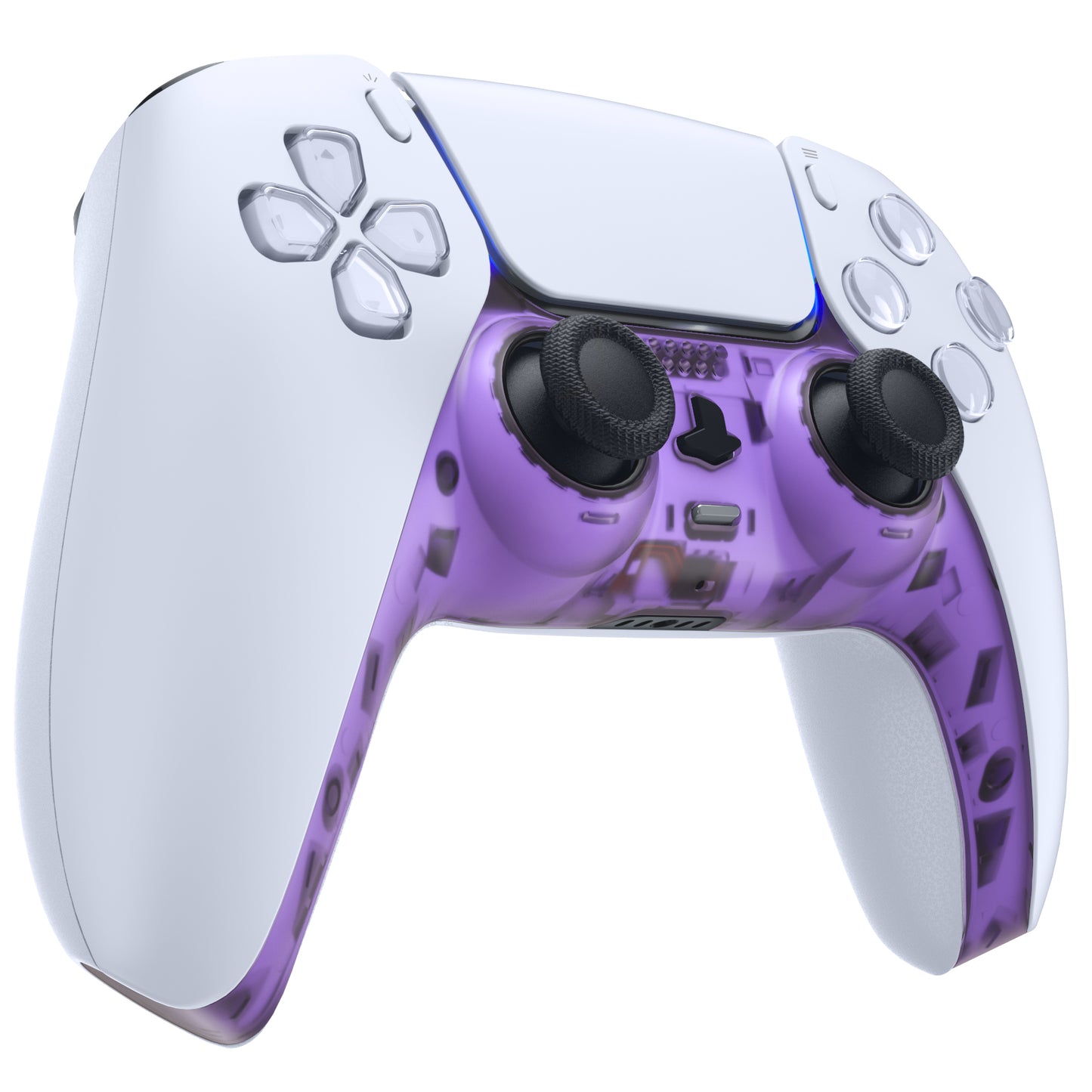 eXtremeRate PS5コントローラーBDM-010/020/030/040/050対応アクセントリング付き交換対応用装飾トリムシェル【クリアパープル】