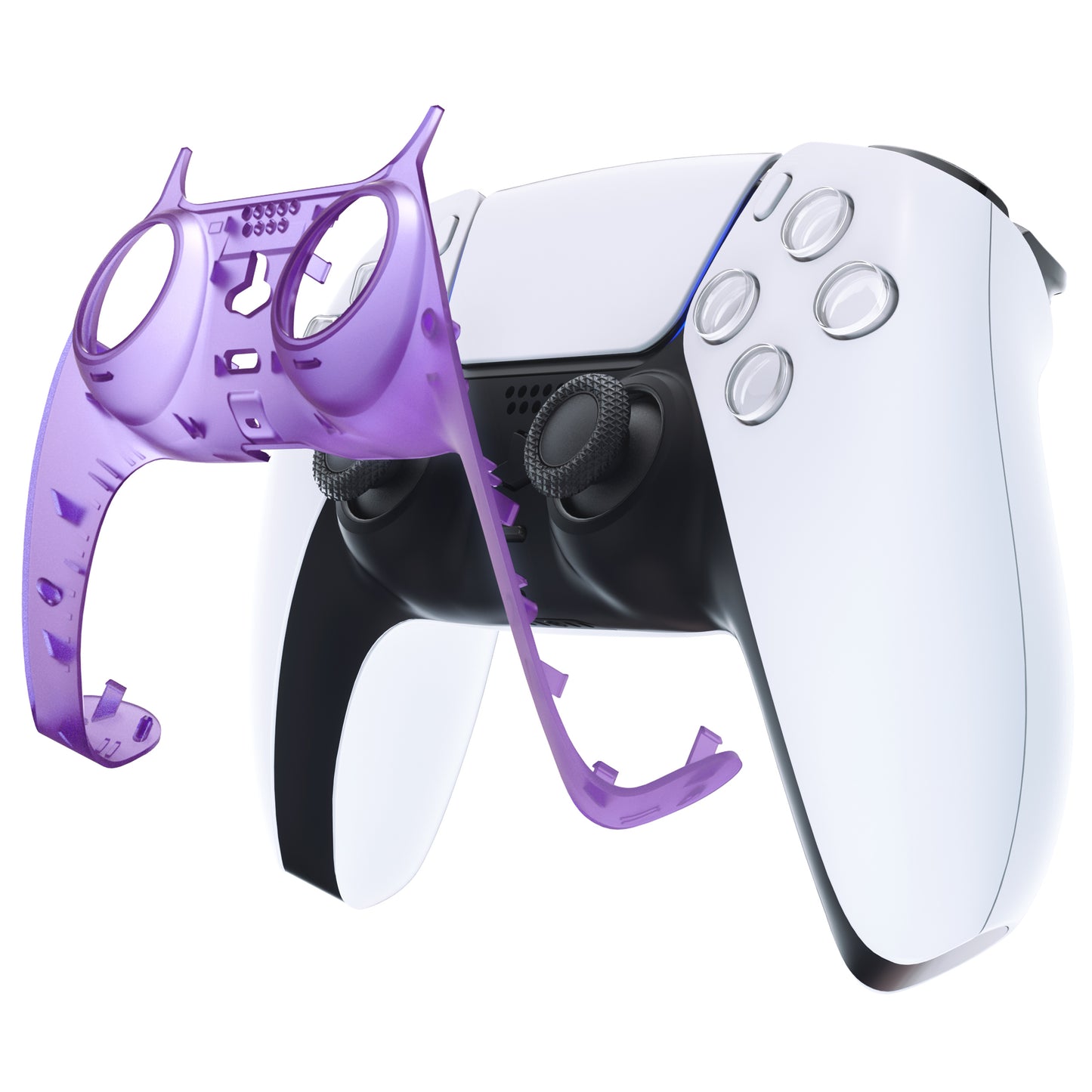 eXtremeRate PS5コントローラーBDM-010/020/030/040/050対応アクセントリング付き交換対応用装飾トリムシェル【クリアパープル】