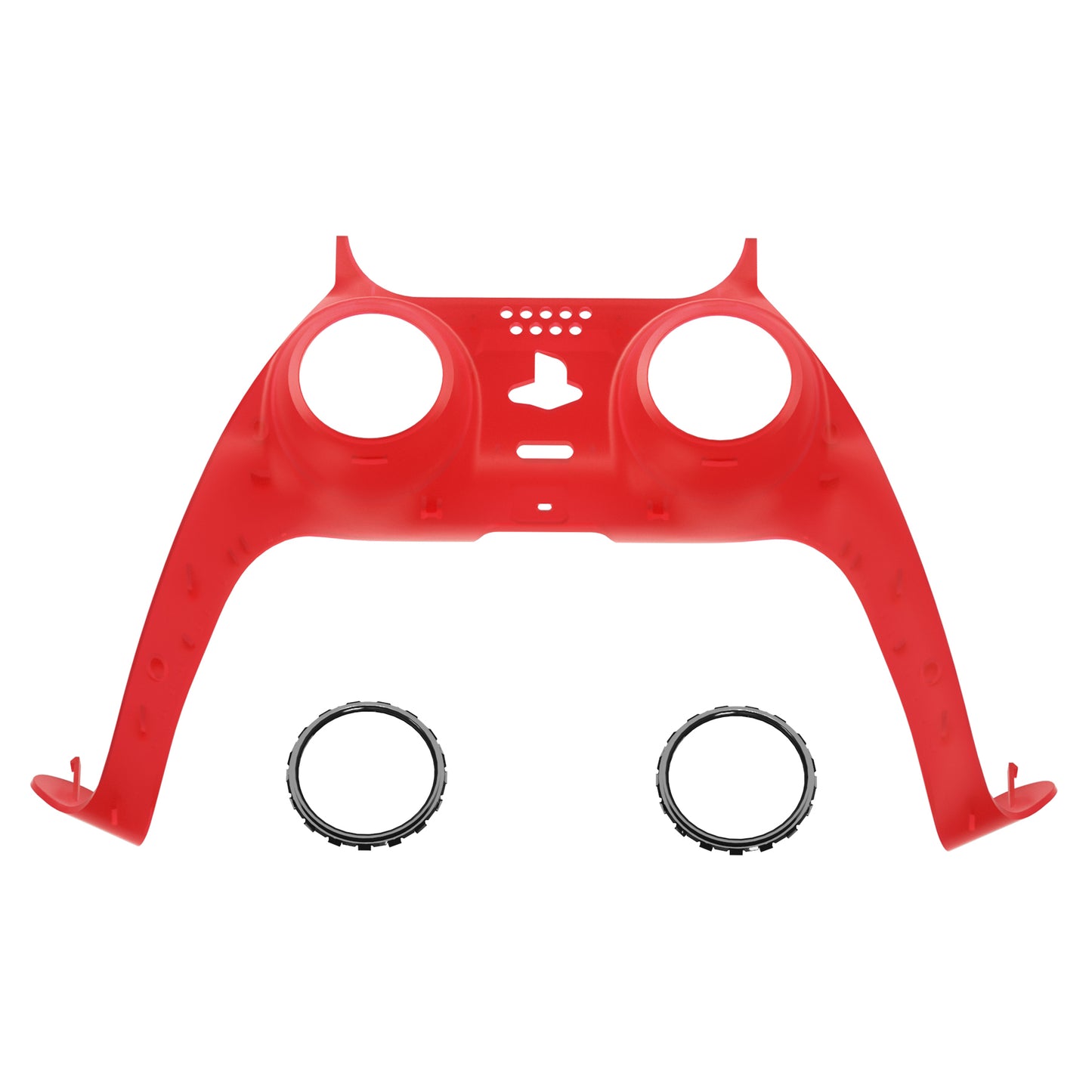 eXtremeRate PS5コントローラーBDM-010/020/030/040/050対応アクセントリング付き交換対応用装飾トリムシェル【クリアレッド】