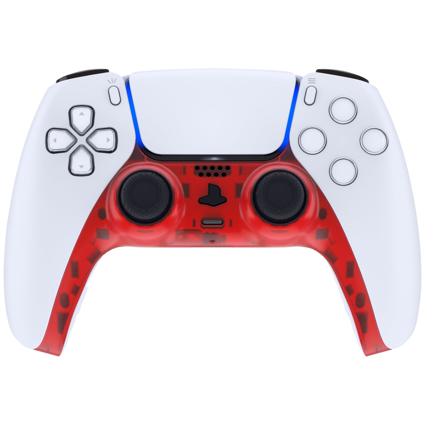 eXtremeRate PS5コントローラーBDM-010/020/030/040/050対応アクセントリング付き交換対応用装飾トリムシェル【クリアレッド】