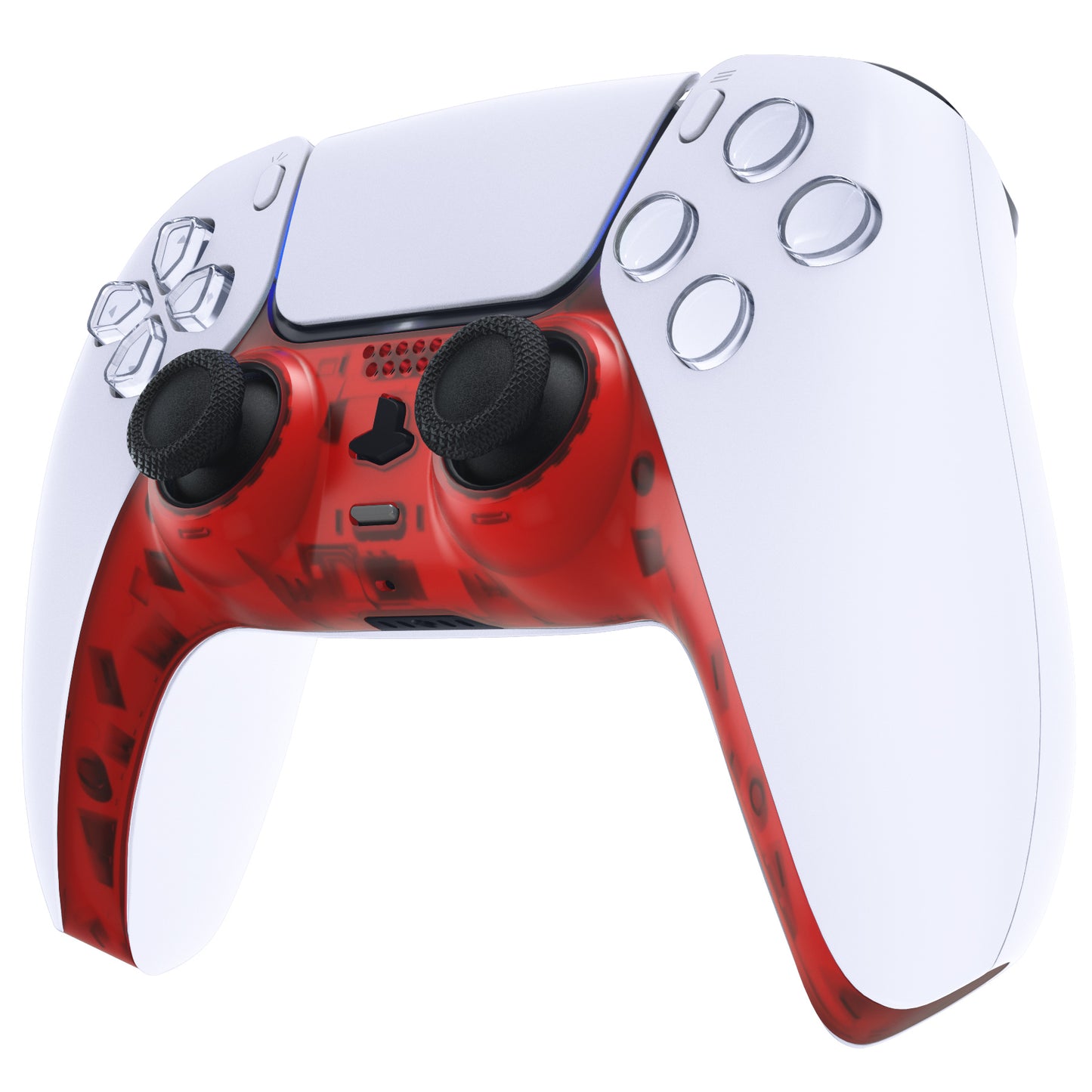 eXtremeRate PS5コントローラーBDM-010/020/030/040/050対応アクセントリング付き交換対応用装飾トリムシェル【クリアレッド】