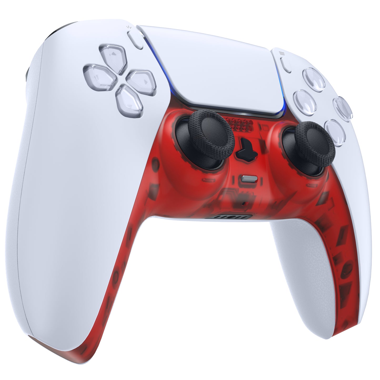 eXtremeRate PS5コントローラーBDM-010/020/030/040/050対応アクセントリング付き交換対応用装飾トリムシェル【クリアレッド】