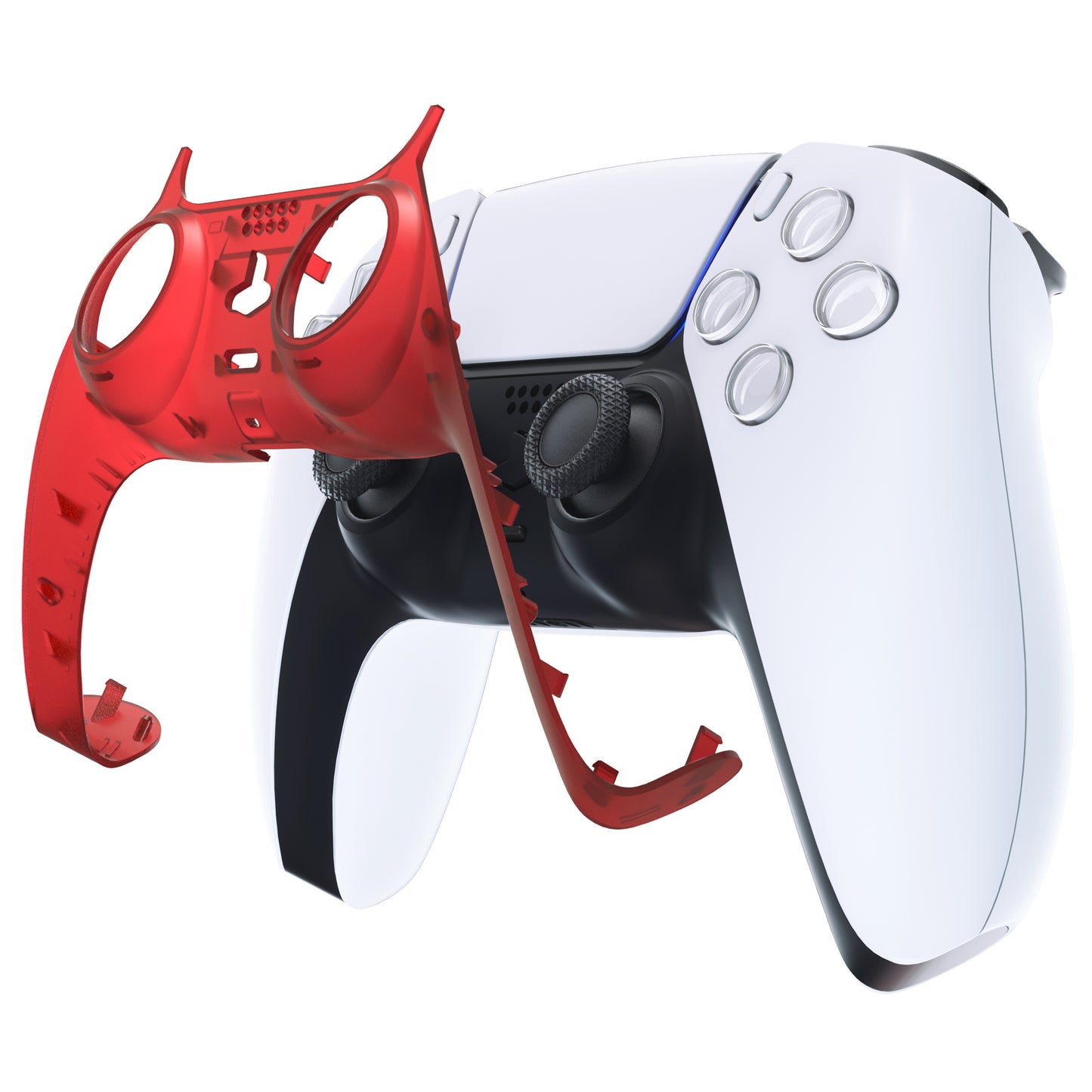eXtremeRate PS5コントローラーBDM-010/020/030/040/050対応アクセントリング付き交換対応用装飾トリムシェル【クリアレッド】