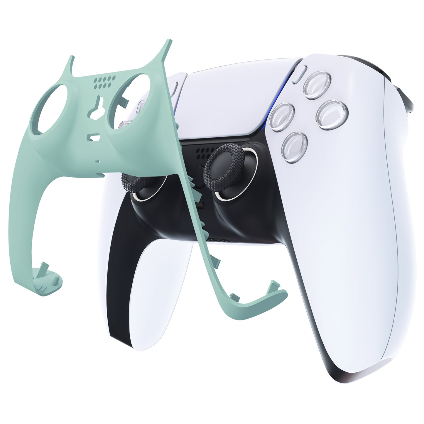 eXtremeRate PS5コントローラーBDM-010/020/030/040/050対応アクセントリング付き交換対応用装飾トリムシェル【ライトシアン】