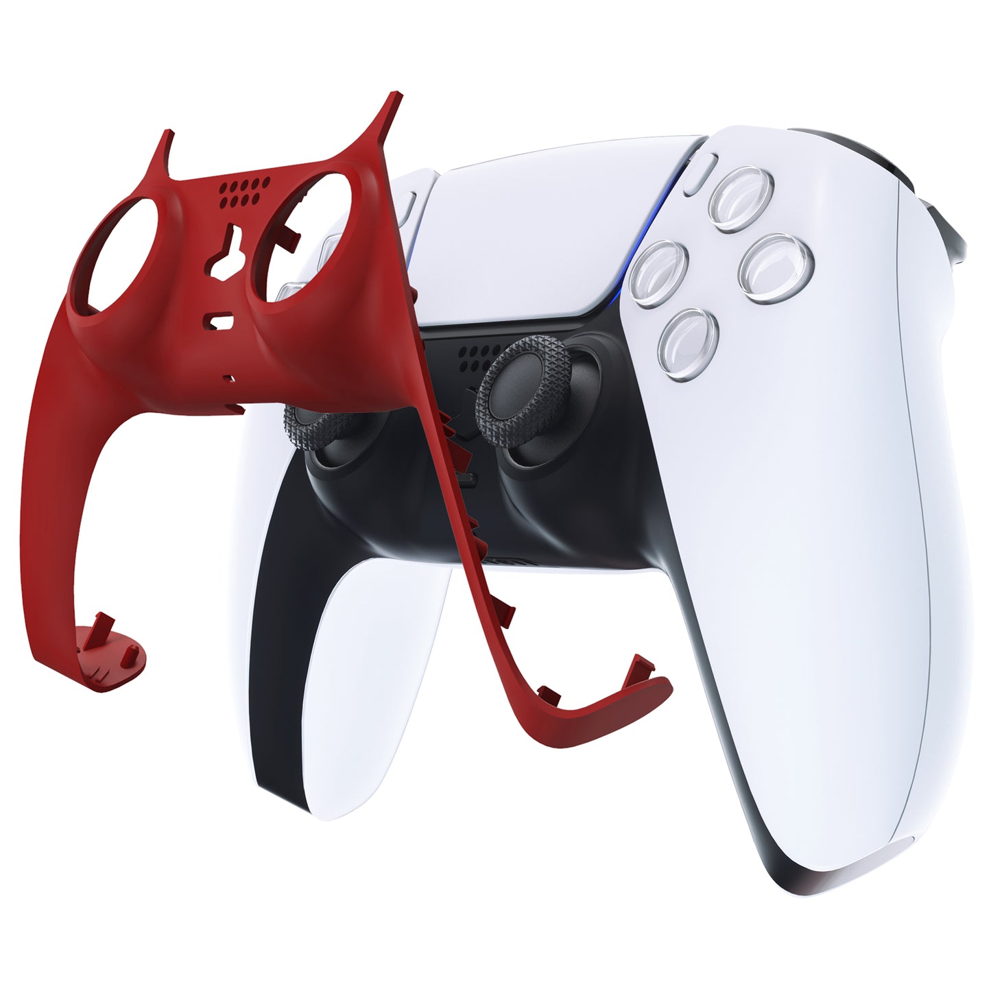 eXtremeRate PS5コントローラーBDM-010/020/030/040/050対応アクセントリング付き交換対応用装飾トリムシェル【パッションレッド】
