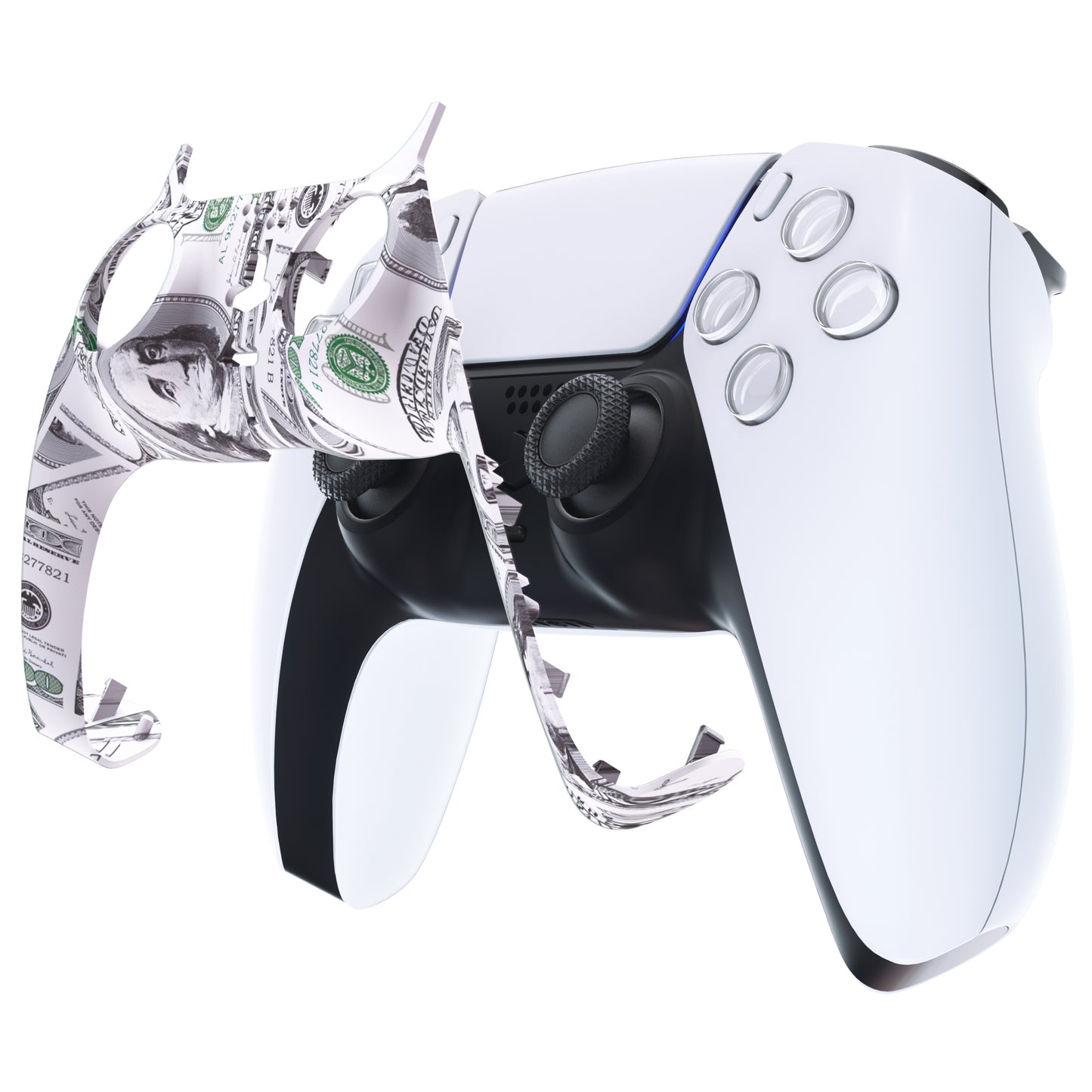 eXtremeRate PS5コントローラーBDM-010/020/030/040/050対応アクセントリング付き交換対応用装飾トリムシェル【100現金ドルパターン】