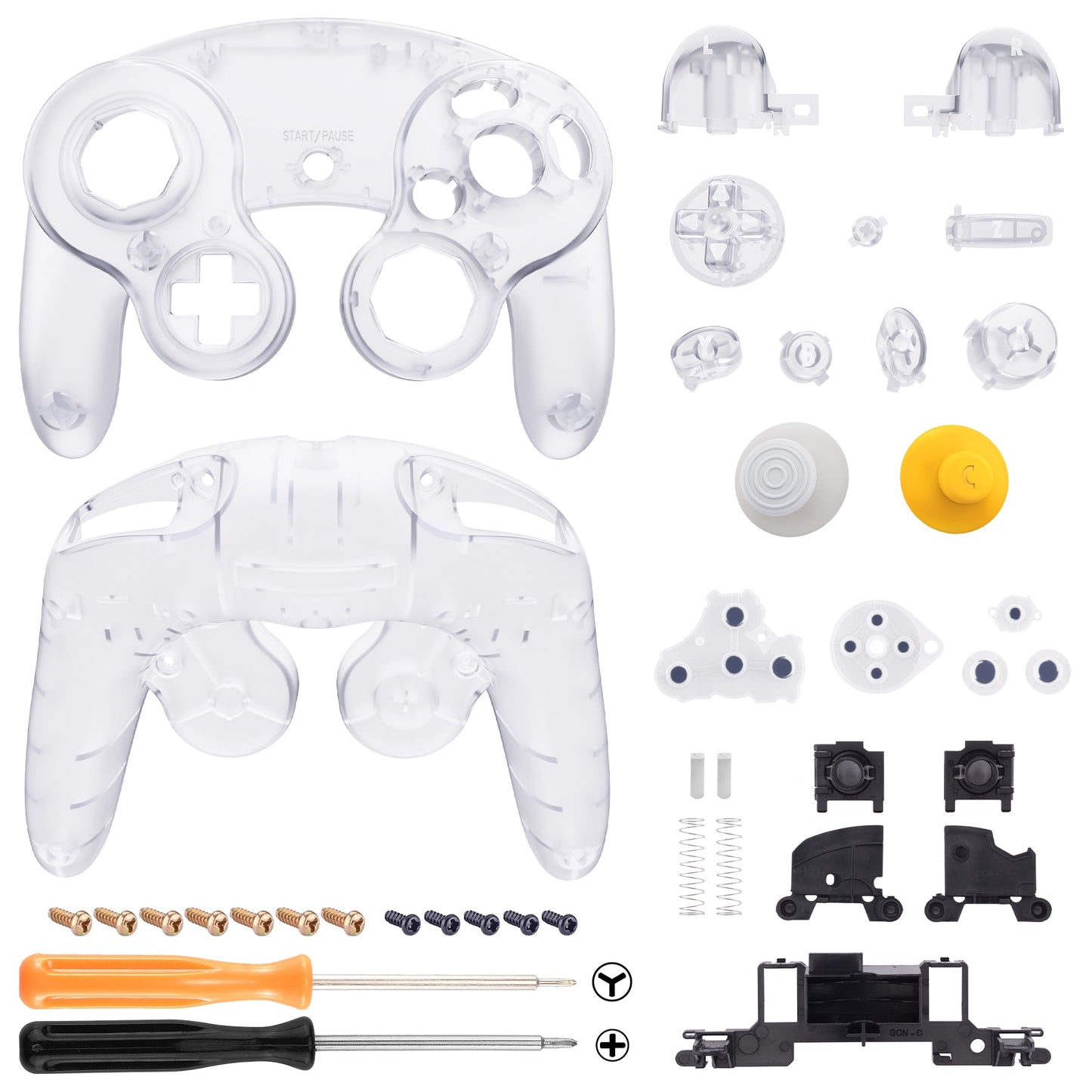 eXtremeRate Replacement Faceplate Backplate with Buttons for Nintendo GameCube Controller NGC - Clear eXtremeRate