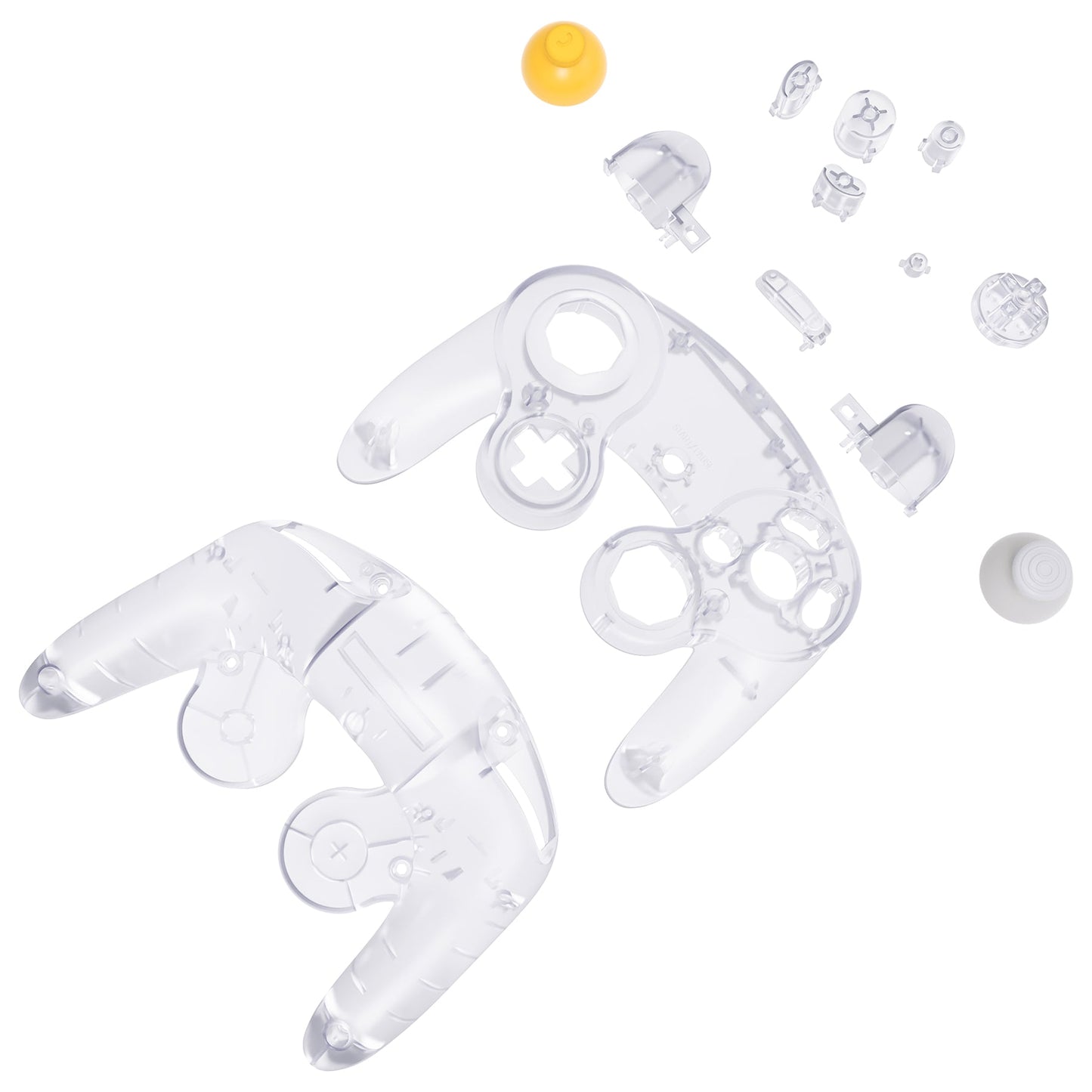eXtremeRate Replacement Faceplate Backplate with Buttons for Nintendo GameCube Controller NGC - Clear eXtremeRate