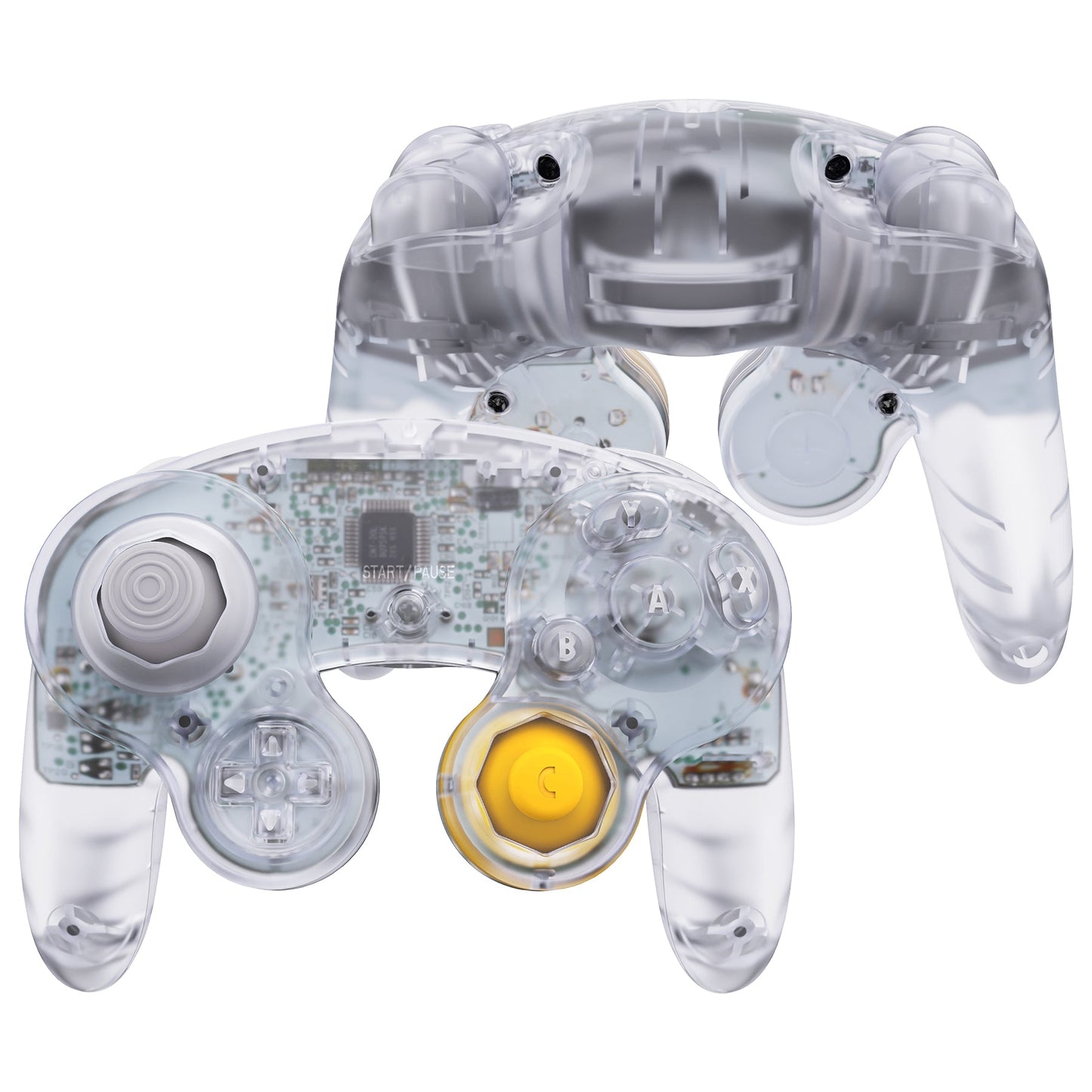 eXtremeRate Replacement Faceplate Backplate with Buttons for Nintendo GameCube Controller NGC - Clear eXtremeRate