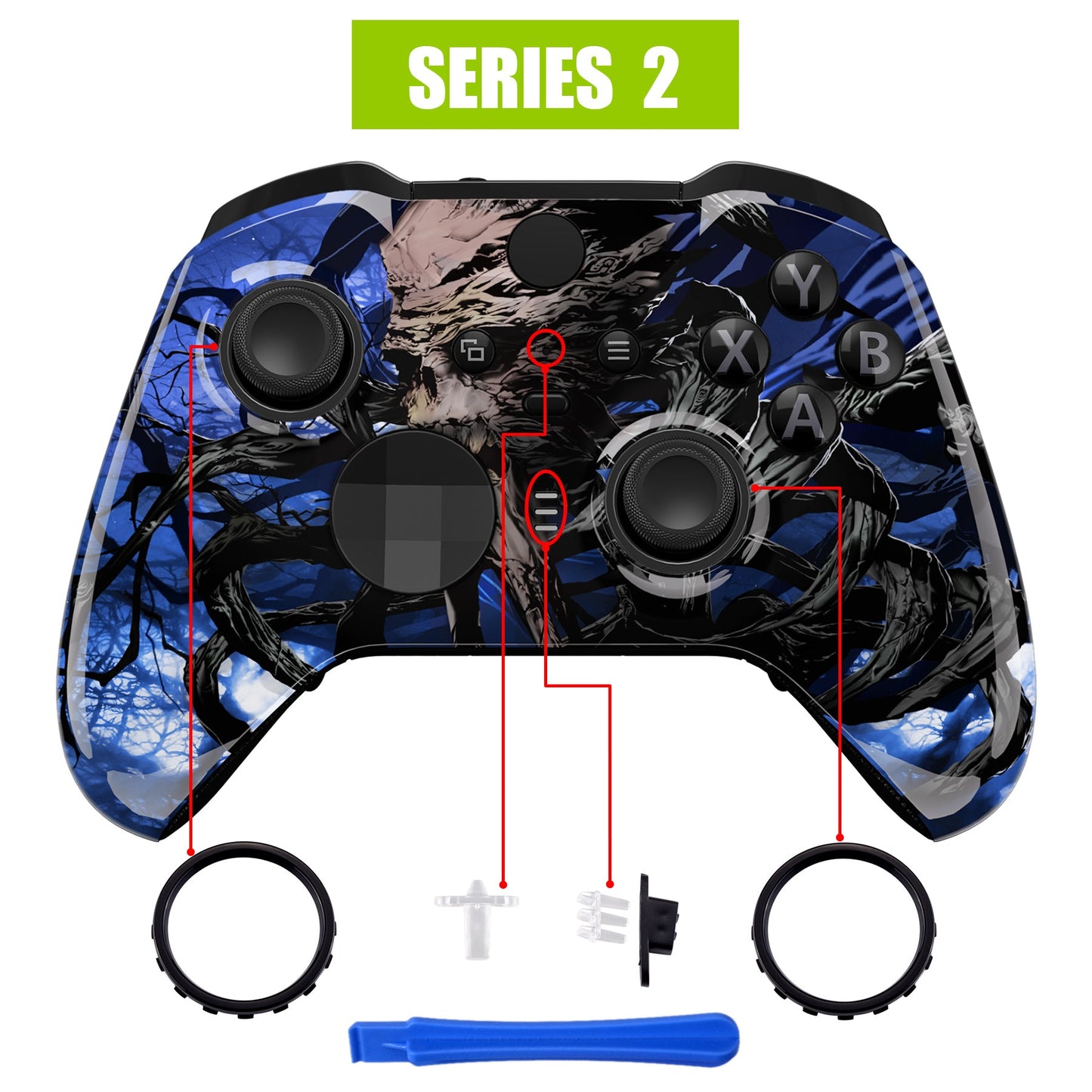 eXtremeRate Xbox One Elite Series 2&Elite 2 Coreコントローラー(モデル1797)用交換フロントハウジングシェルケース&アクセントリング【暗闇で光る-大地の主の目覚め】