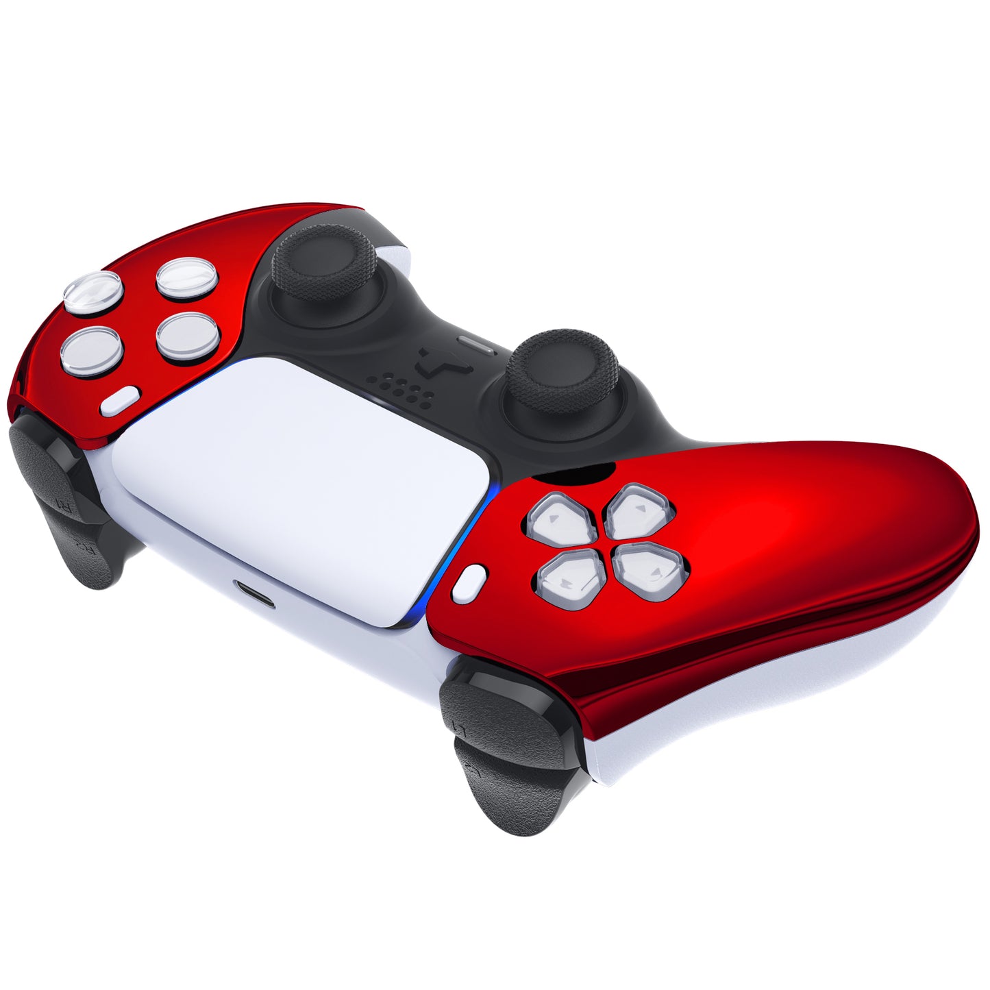 eXtremeRate PS5コントローラーBDM-010/020/030/040/050対応交換対応用フロントハウジングシェル【クロームレッドグロッシー】