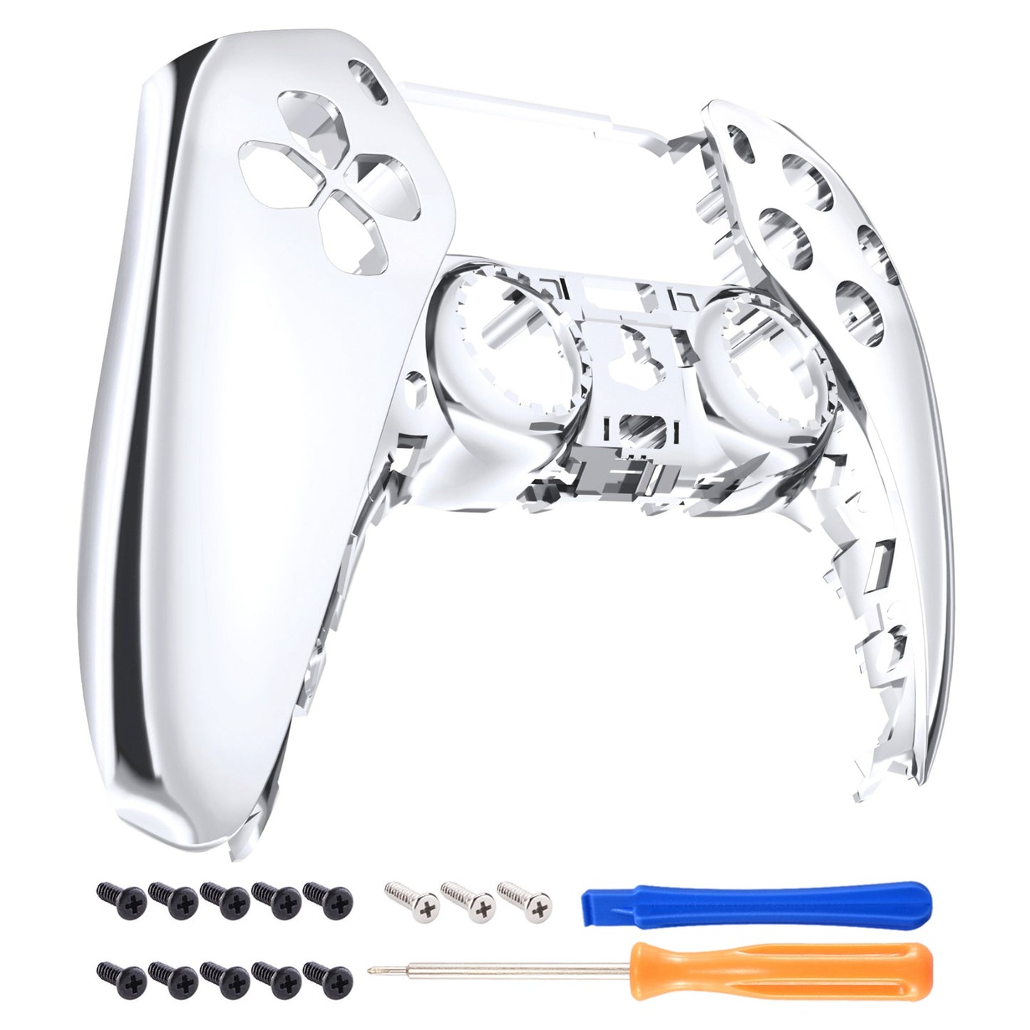 eXtremeRate PS5コントローラーBDM-010/020/030/040/050対応交換対応用フロントハウジングシェル【クロームシルバー】