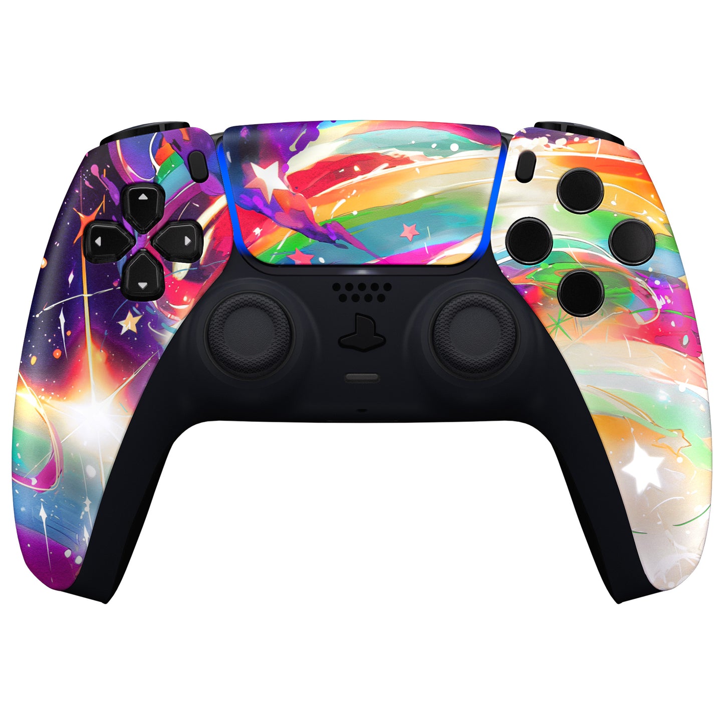 eXtremeRate PS5コントローラーBDM-010/020/030/040/050対応交換対応用フロントハウジングシェル&タッチパッド【レインボーストーム】
