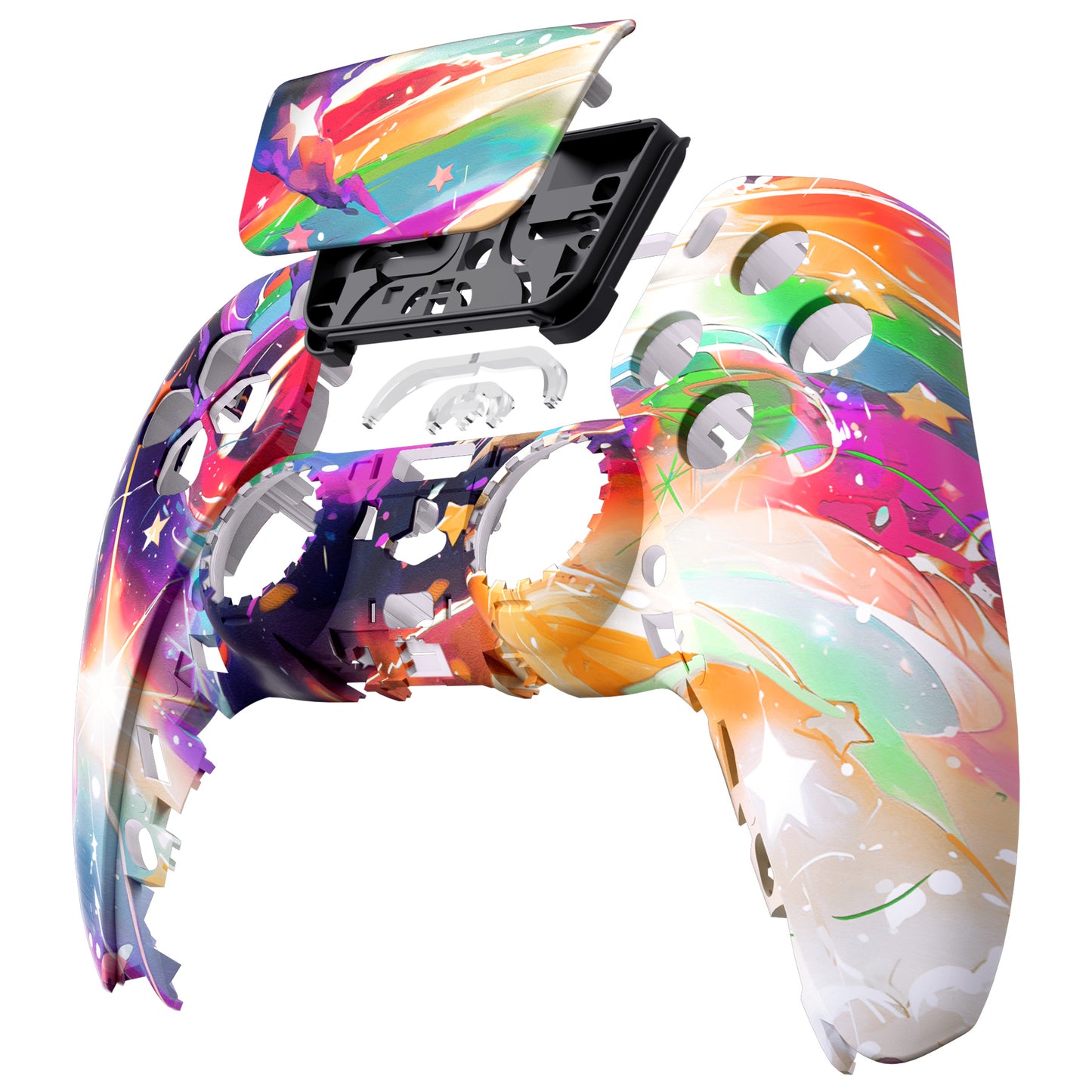 eXtremeRate PS5コントローラーBDM-010/020/030/040/050対応交換対応用フロントハウジングシェル&タッチパッド【レインボーストーム】