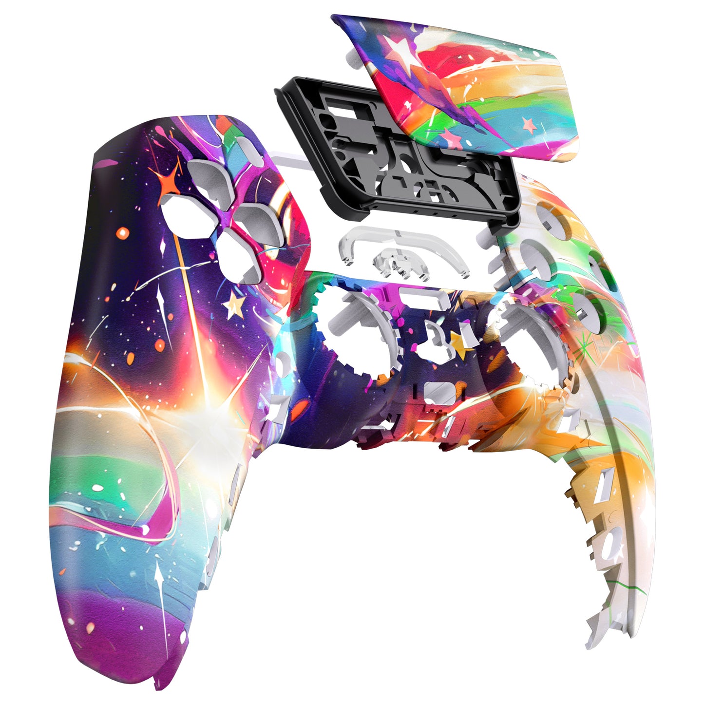 eXtremeRate PS5コントローラーBDM-010/020/030/040/050対応交換対応用フロントハウジングシェル&タッチパッド【レインボーストーム】