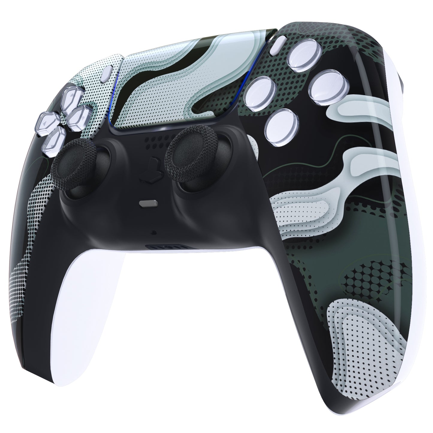 eXtremeRate PS5コントローラーBDM-010/020/030/040/050対応交換対応用フロントハウジングシェル&タッチパッド【白黒迷彩】