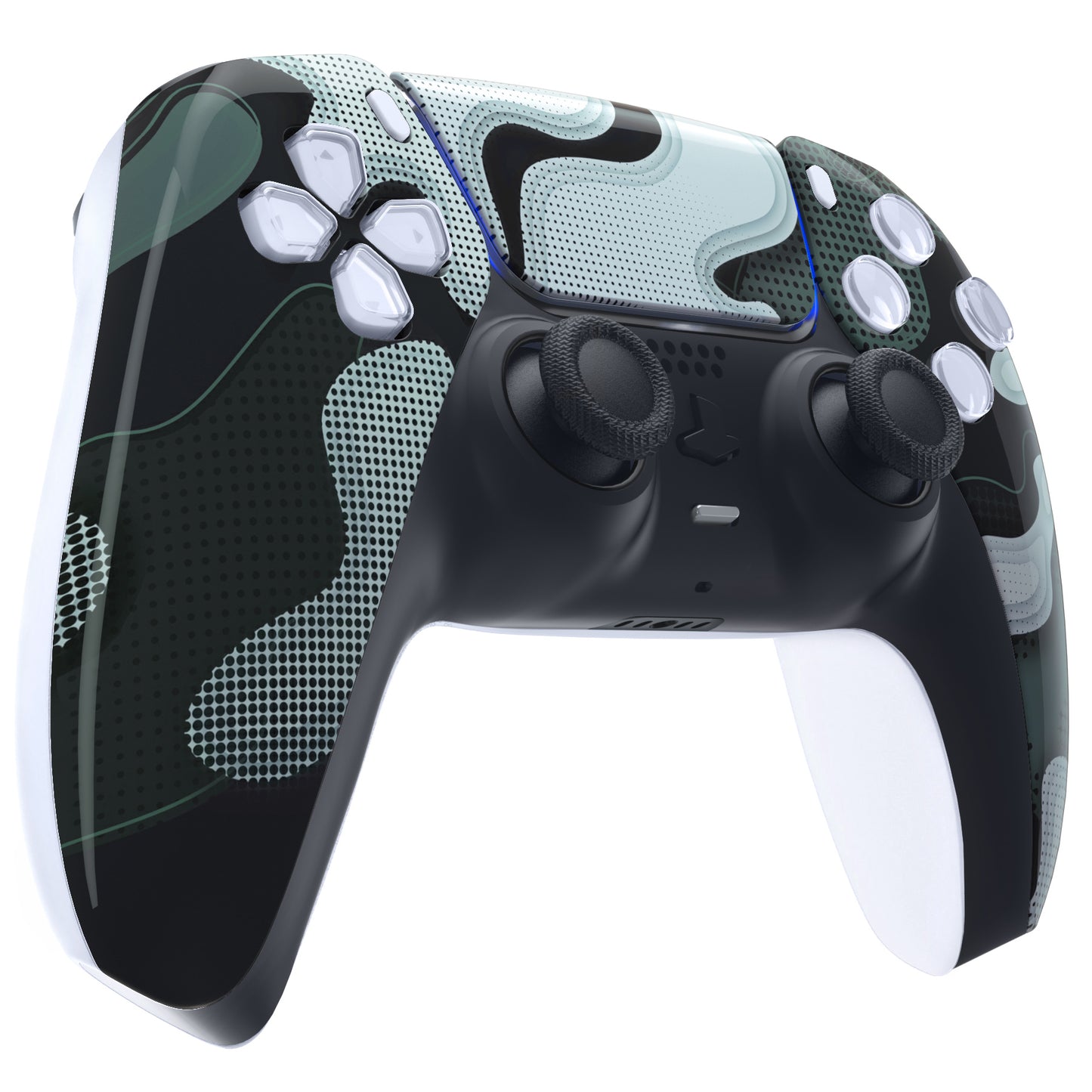 eXtremeRate PS5コントローラーBDM-010/020/030/040/050対応交換対応用フロントハウジングシェル&タッチパッド【白黒迷彩】