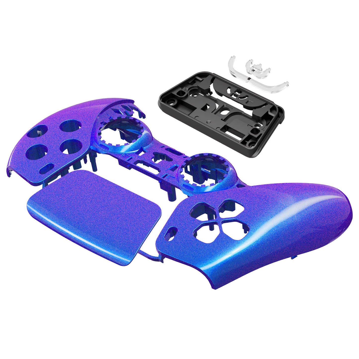 eXtremeRate PS5コントローラーBDM-010/020/030/040/050対応交換対応用フロントハウジングシェル&タッチパッド【カメレオンパープルブルー】
