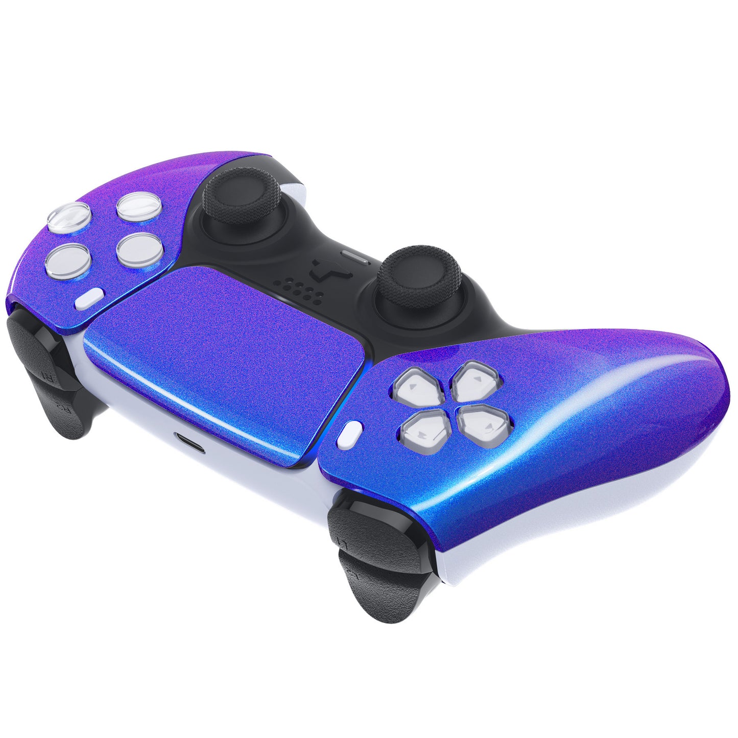 eXtremeRate PS5コントローラーBDM-010/020/030/040/050対応交換対応用フロントハウジングシェル&タッチパッド【カメレオンパープルブルー】