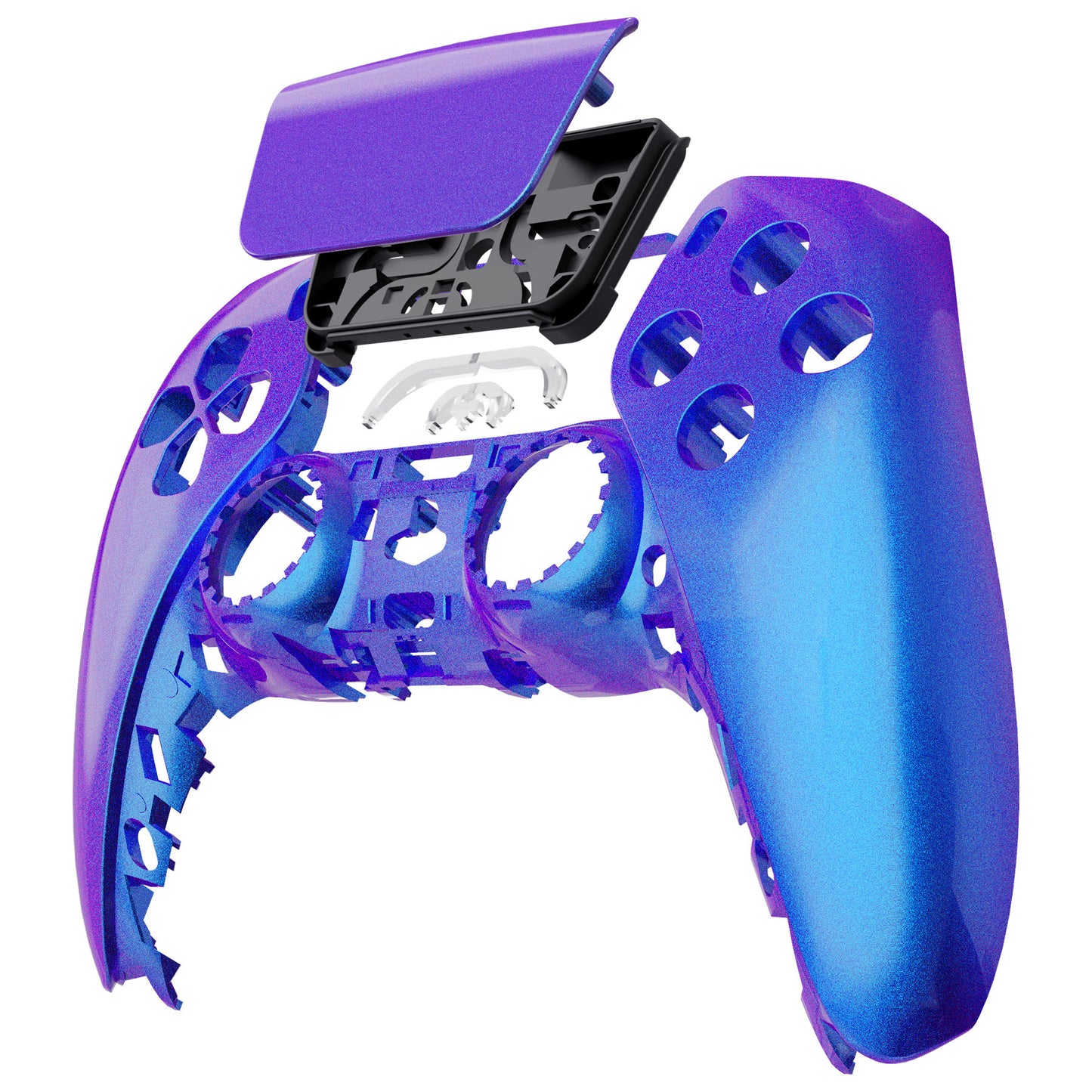eXtremeRate PS5コントローラーBDM-010/020/030/040/050対応交換対応用フロントハウジングシェル&タッチパッド【カメレオンパープルブルー】