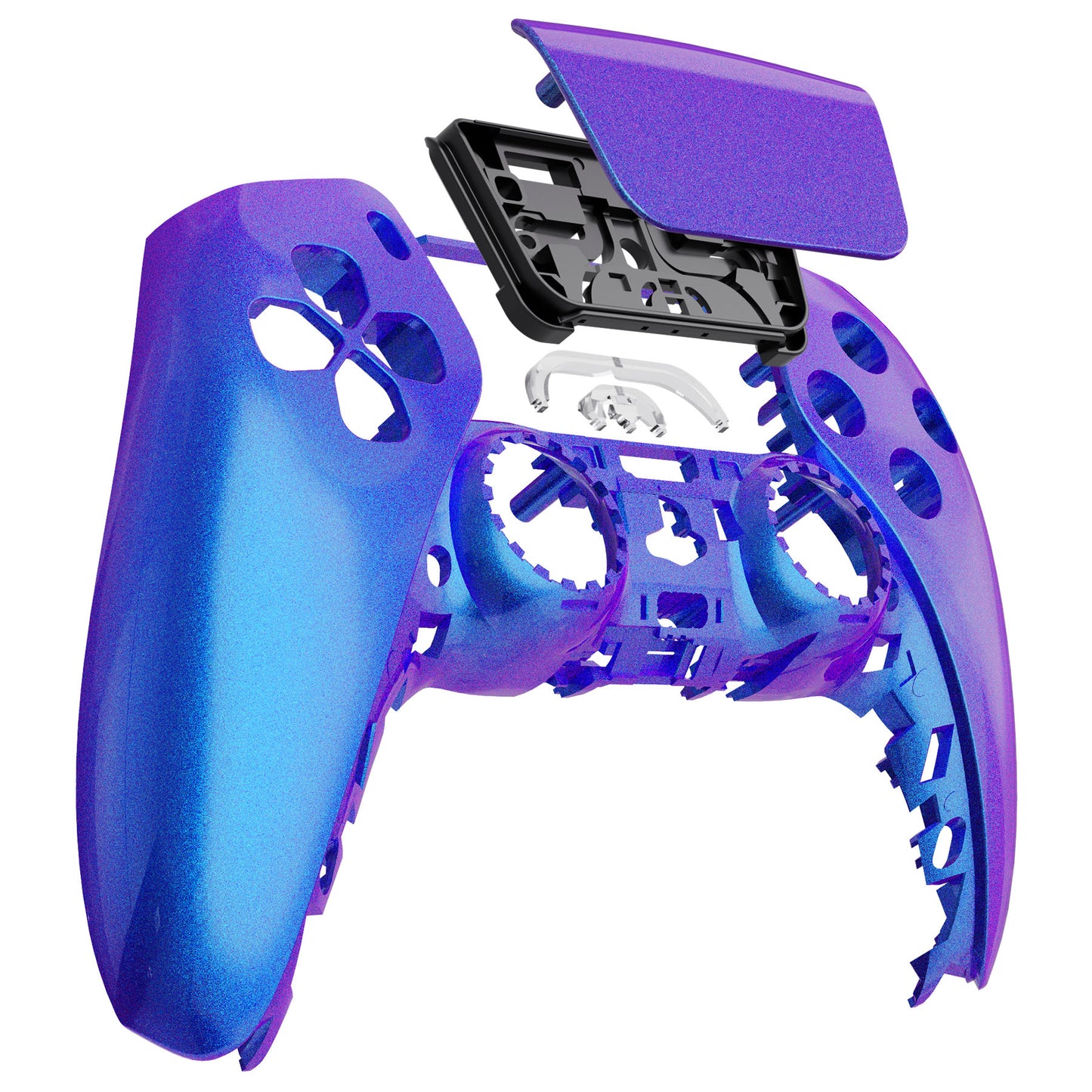 eXtremeRate PS5コントローラーBDM-010/020/030/040/050対応交換対応用フロントハウジングシェル&タッチパッド【カメレオンパープルブルー】