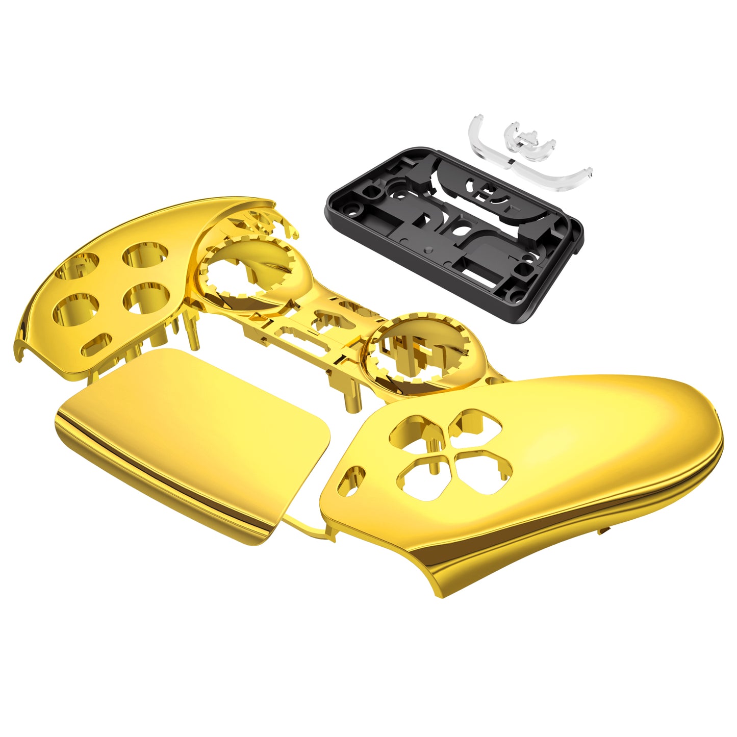 eXtremeRate Replacement Front Housing Shell & Touchpad for PS5 Controller BDM-010/020/030/040/050/060 (Chrome Gold)