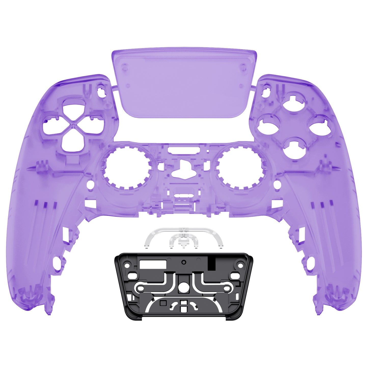 eXtremeRate PS5コントローラーBDM-010/020/030/040/050対応交換対応用フロントハウジングシェル&タッチパッド【クリアパープル】