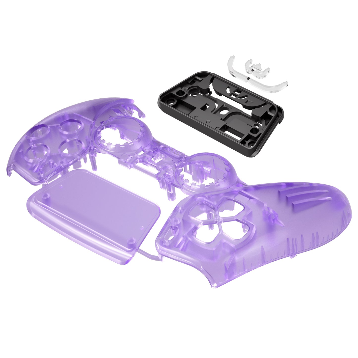 eXtremeRate PS5コントローラーBDM-010/020/030/040/050対応交換対応用フロントハウジングシェル&タッチパッド【クリアパープル】
