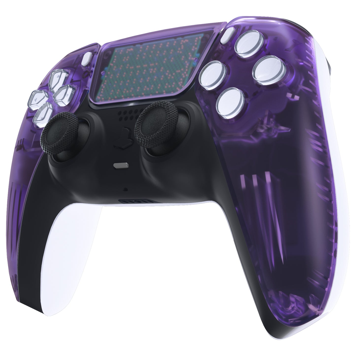 eXtremeRate PS5コントローラーBDM-010/020/030/040/050対応交換対応用フロントハウジングシェル&タッチパッド【クリアパープル】