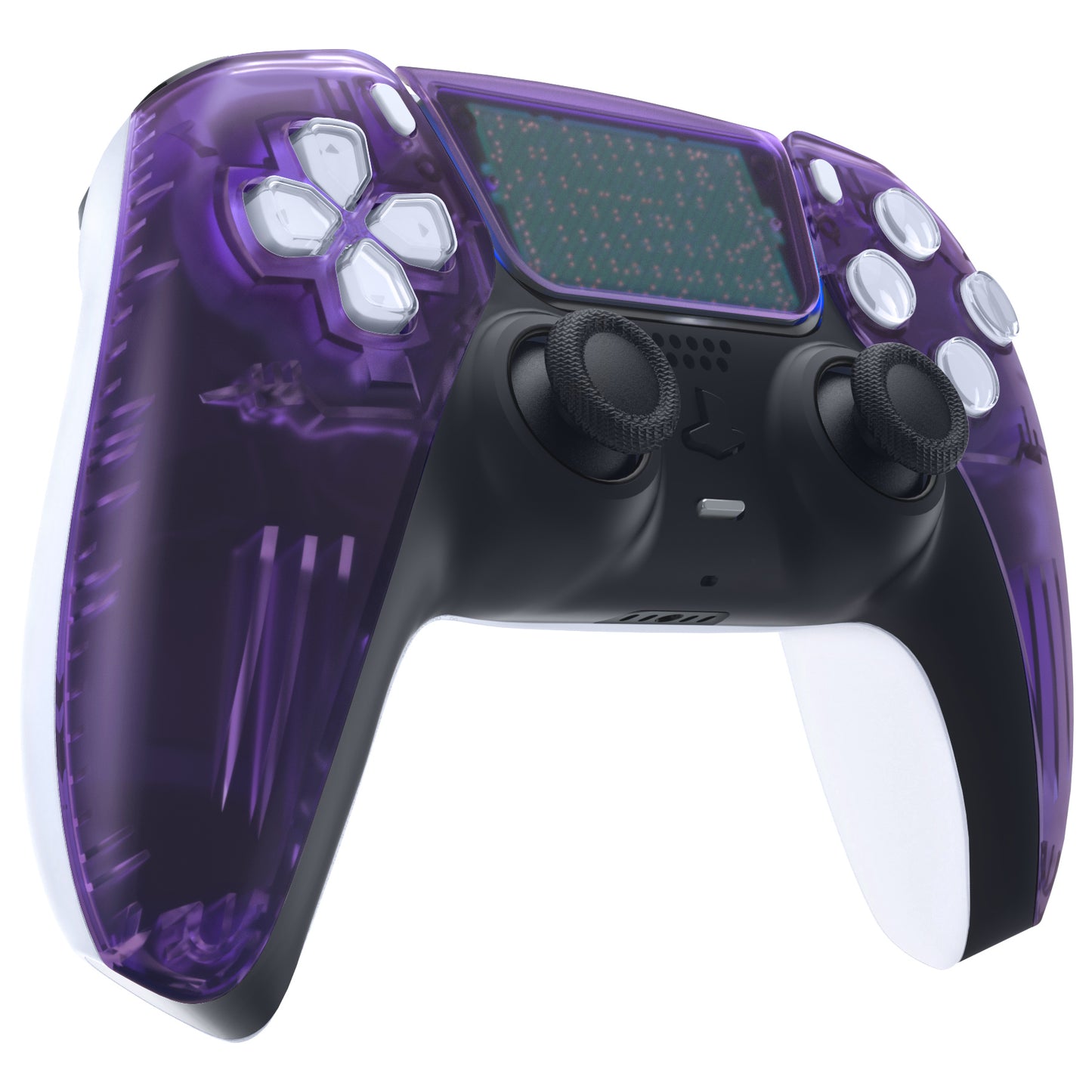 eXtremeRate PS5コントローラーBDM-010/020/030/040/050対応交換対応用フロントハウジングシェル&タッチパッド【クリアパープル】
