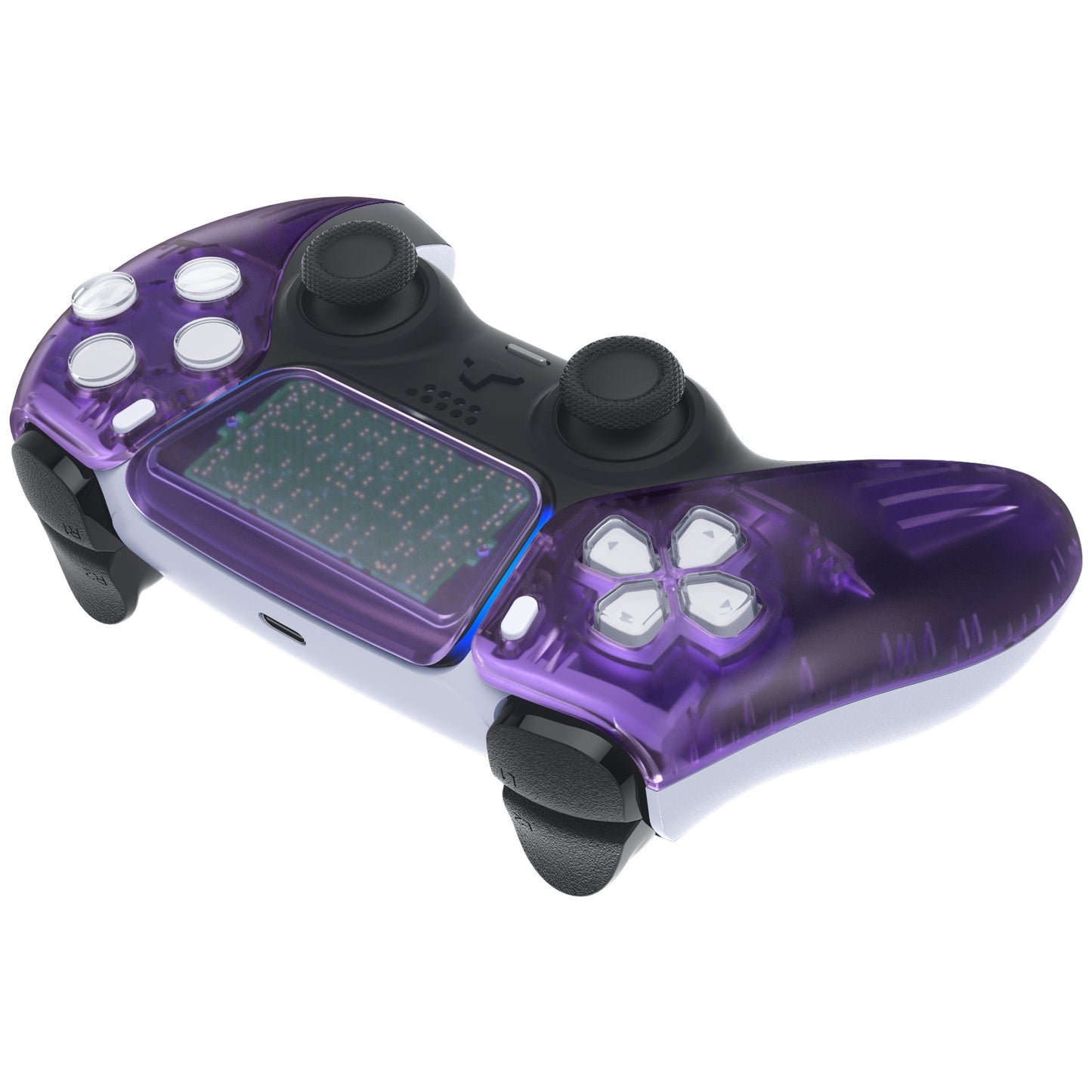 eXtremeRate PS5コントローラーBDM-010/020/030/040/050対応交換対応用フロントハウジングシェル&タッチパッド【クリアパープル】