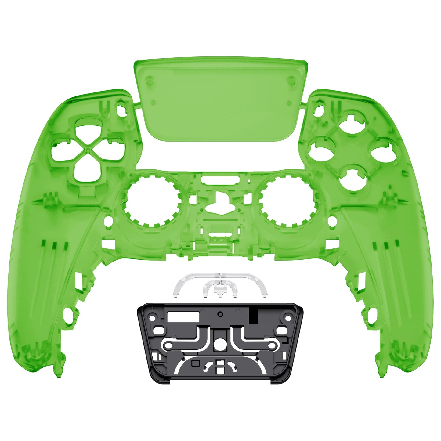eXtremeRate PS5コントローラーBDM-010/020/030/040/050対応交換対応用フロントハウジングシェル&タッチパッド【クリアグリーン】