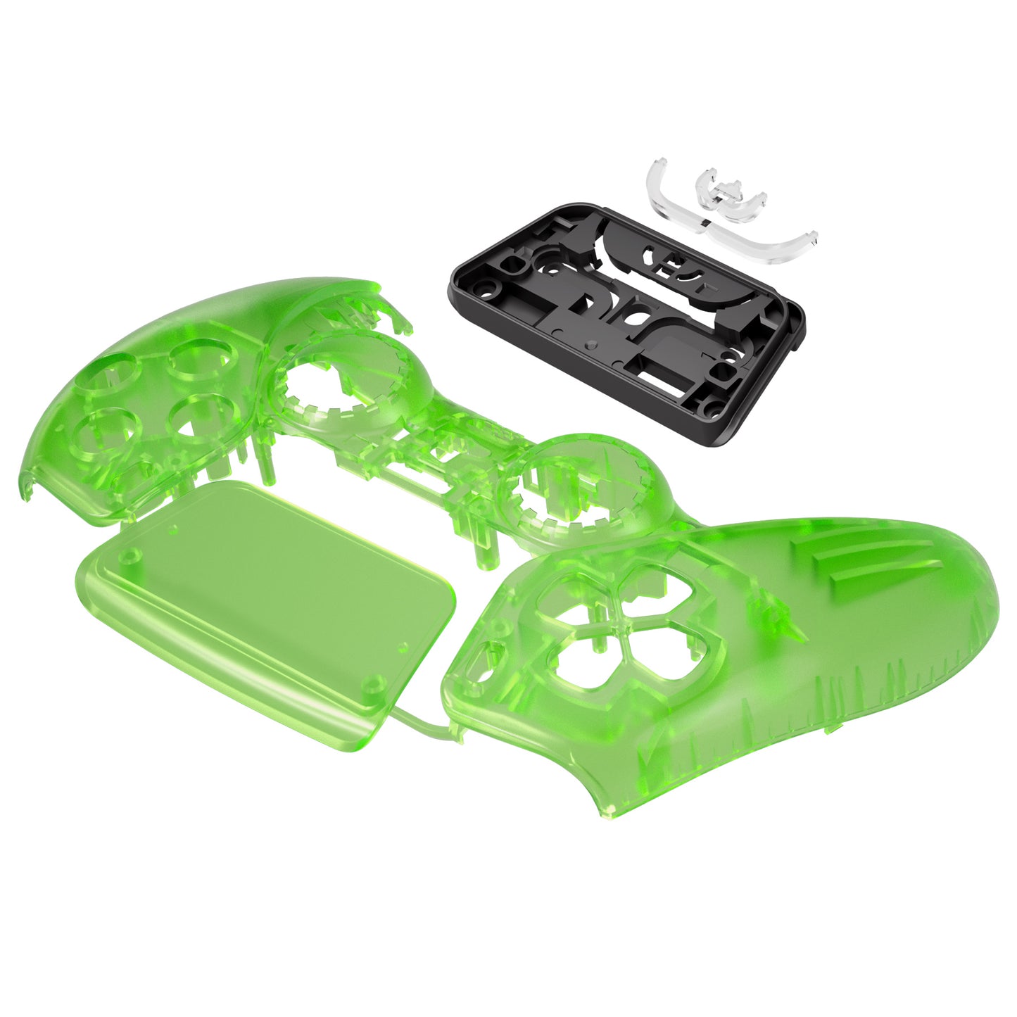 eXtremeRate PS5コントローラーBDM-010/020/030/040/050対応交換対応用フロントハウジングシェル&タッチパッド【クリアグリーン】