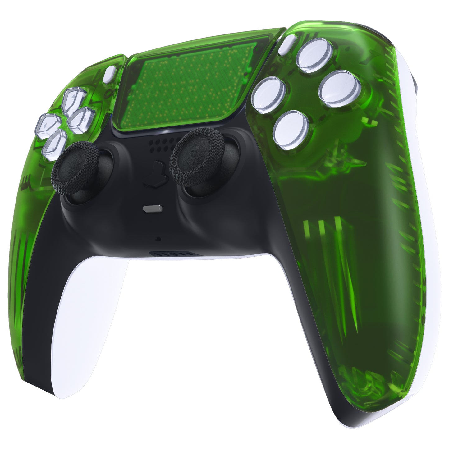 eXtremeRate PS5コントローラーBDM-010/020/030/040/050対応交換対応用フロントハウジングシェル&タッチパッド【クリアグリーン】