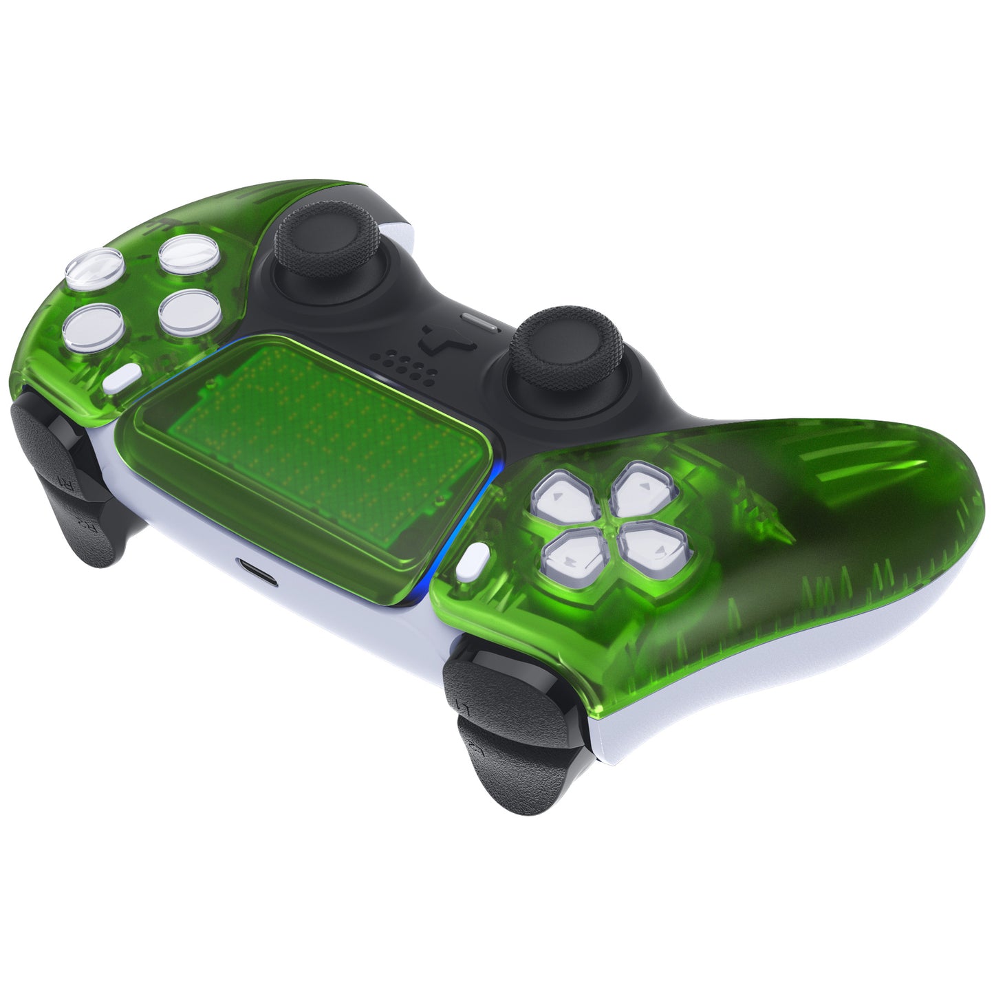 eXtremeRate PS5コントローラーBDM-010/020/030/040/050対応交換対応用フロントハウジングシェル&タッチパッド【クリアグリーン】