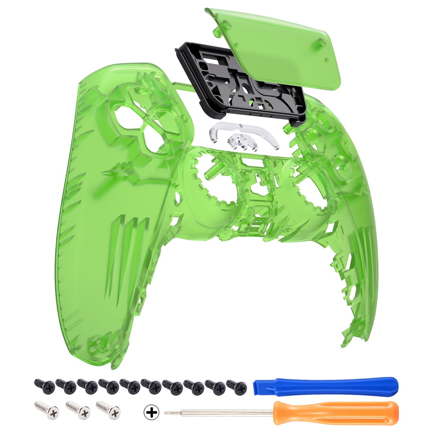 eXtremeRate PS5コントローラーBDM-010/020/030/040/050対応交換対応用フロントハウジングシェル&タッチパッド【クリアグリーン】