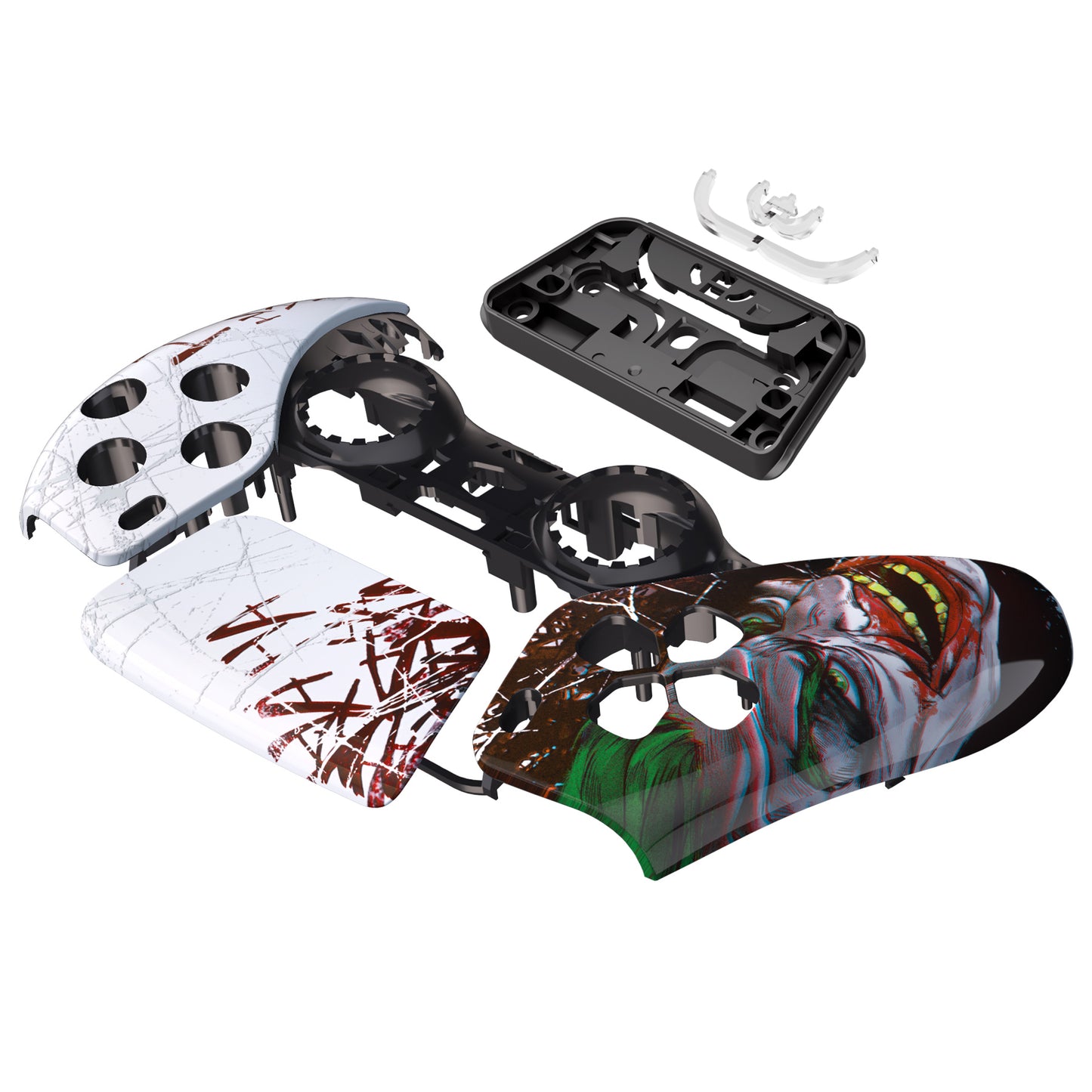 eXtremeRate PS5コントローラーBDM-010/020/030/040/050/060対応交換対応用フロントハウジングシェル&タッチパッド【ピエロHAHAHA】