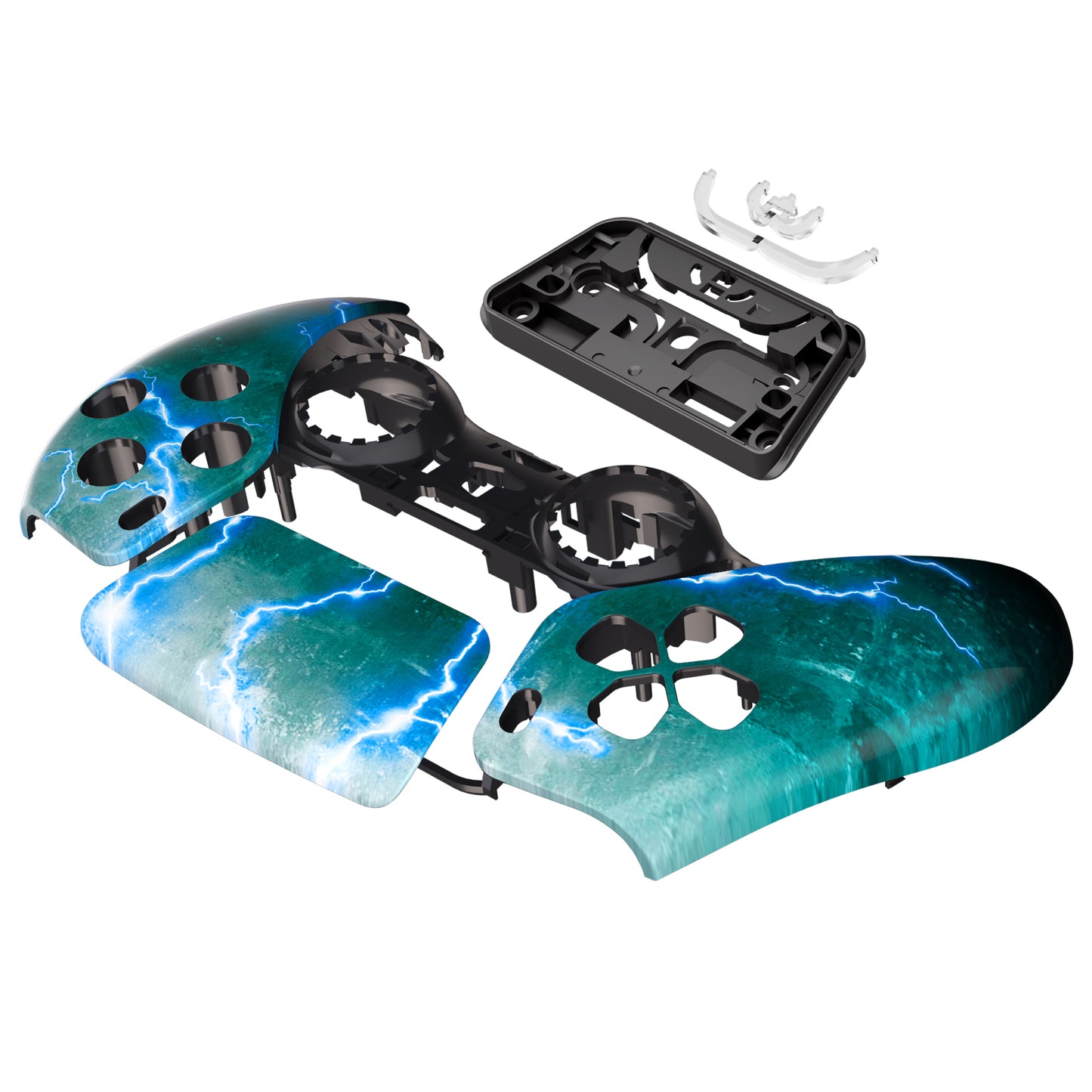 eXtremeRate PS5コントローラーBDM-010/020/030/040/050対応交換対応用フロントハウジングシェル&タッチパッド【稲妻】