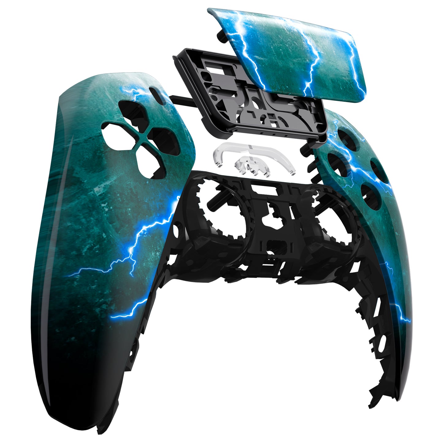 eXtremeRate PS5コントローラーBDM-010/020/030/040/050対応交換対応用フロントハウジングシェル&タッチパッド【稲妻】