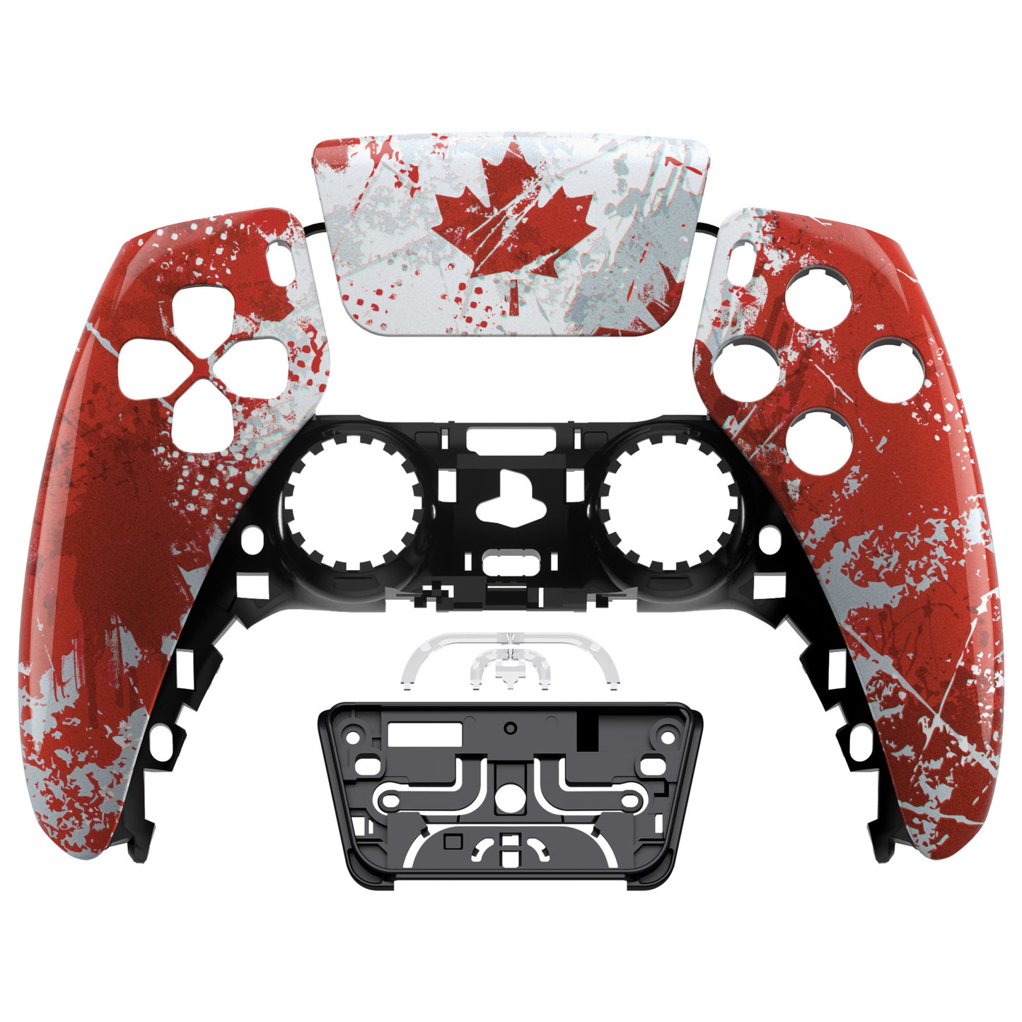 eXtremeRate PS5コントローラーBDM-010/020/030/040/050対応交換対応用フロントハウジングシェル&タッチパッド【カナダ国旗傷油絵】