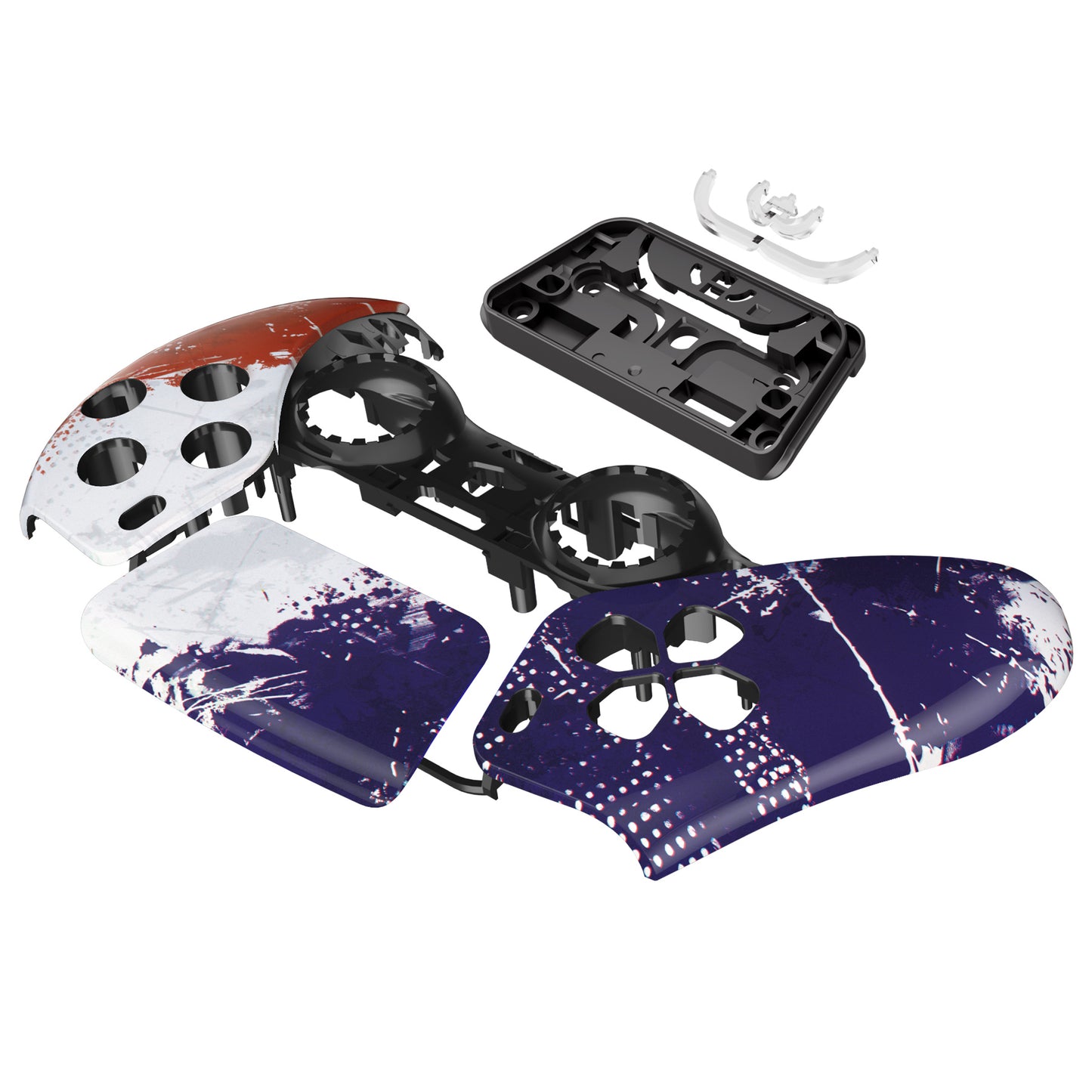 eXtremeRate PS5コントローラーBDM-010/020/030/040/050対応交換対応用フロントハウジングシェル&タッチパッド【フランス国旗傷油絵】
