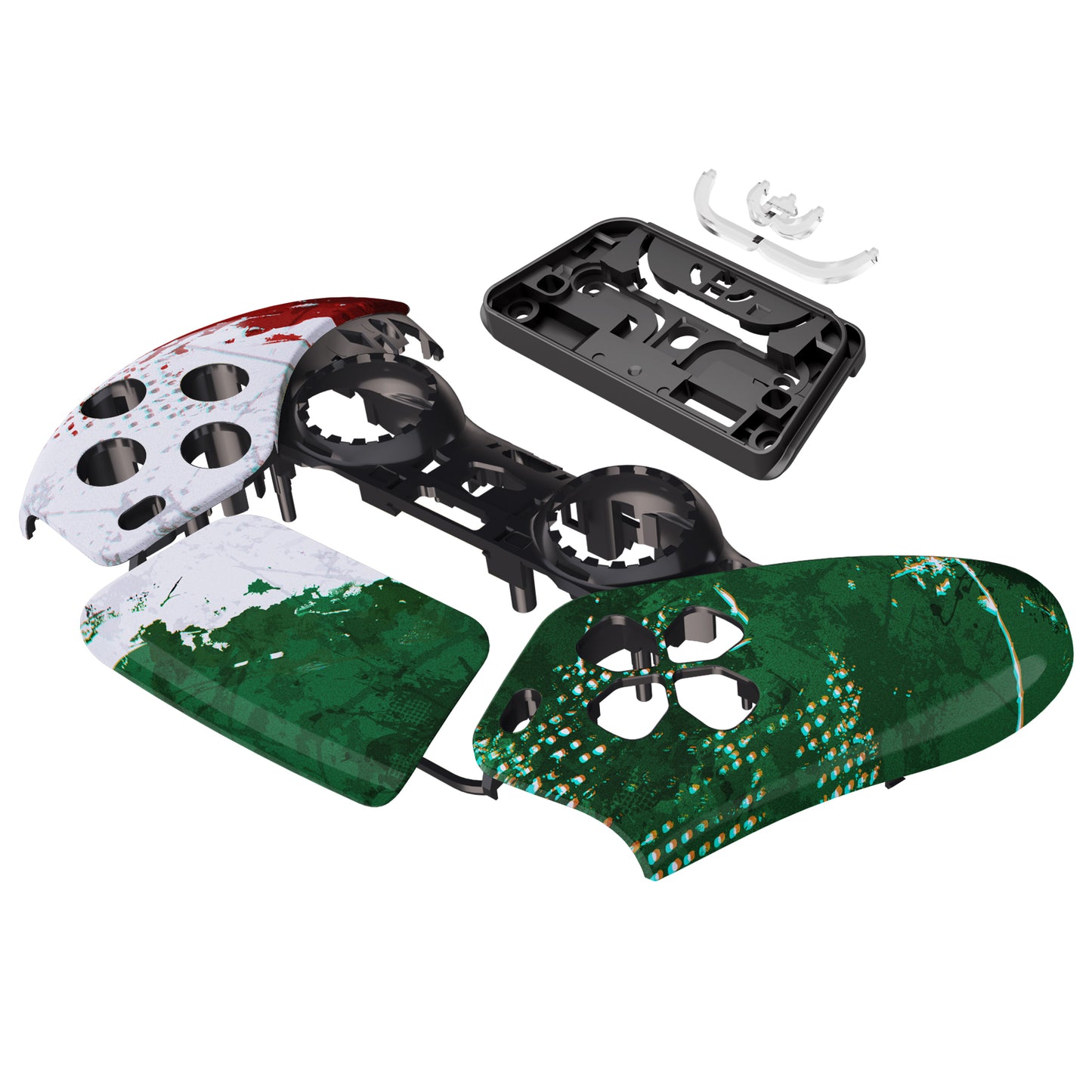 eXtremeRate PS5コントローラーBDM-010/020/030/040/050対応交換対応用フロントハウジングシェル&タッチパッド【イタリ国旗傷油絵】