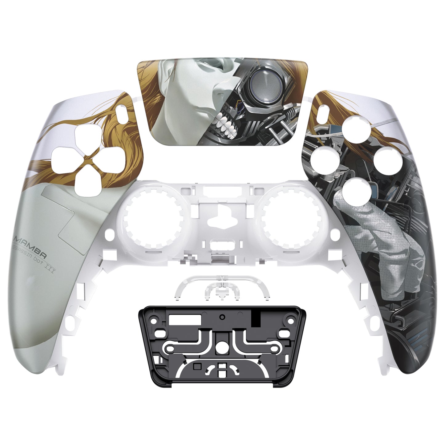 eXtremeRate PS5コントローラーBDM-010/020/030/040/050対応交換対応用フロントハウジングシェル&タッチパッド【マンバアサシンボットIII】