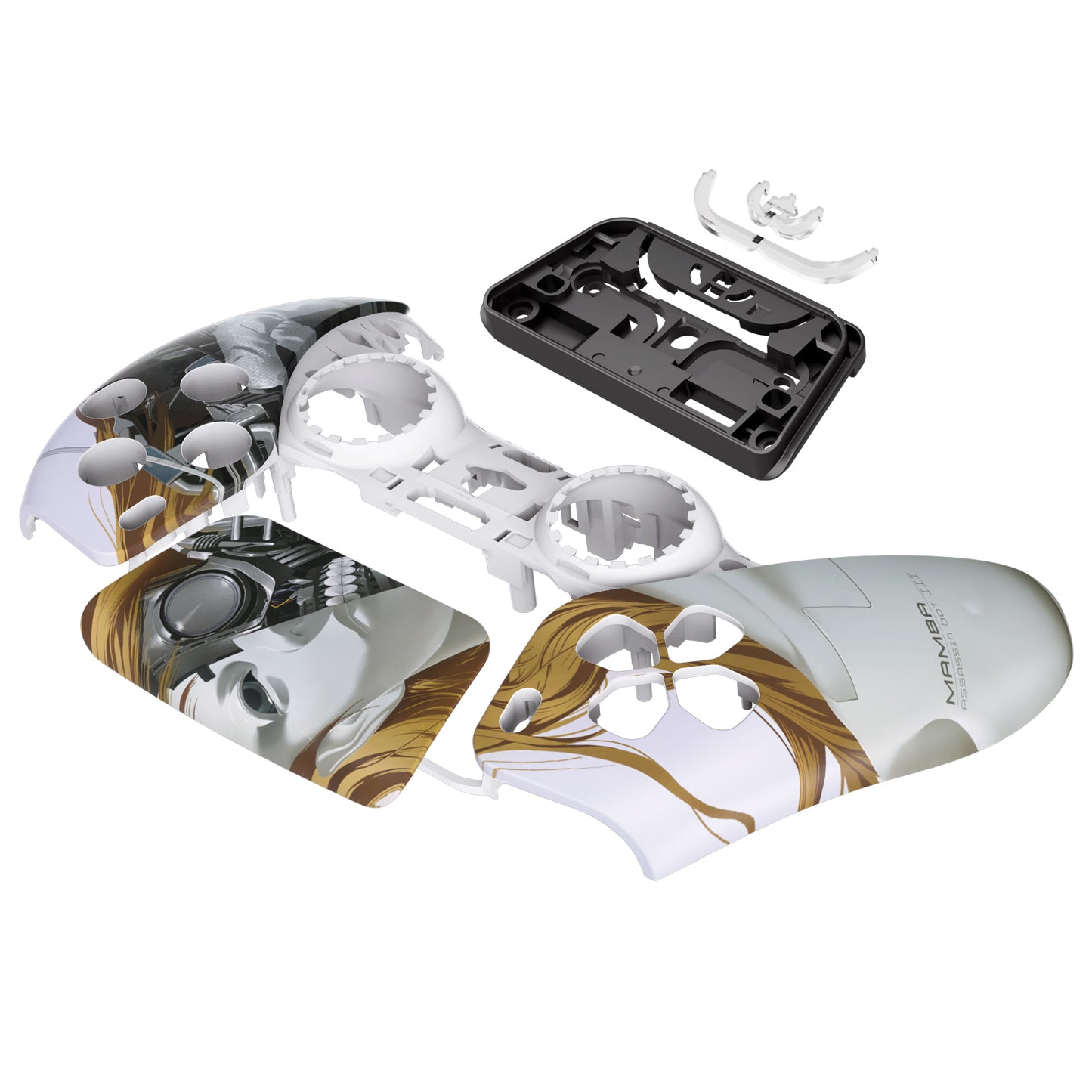 eXtremeRate PS5コントローラーBDM-010/020/030/040/050対応交換対応用フロントハウジングシェル&タッチパッド【マンバアサシンボットIII】