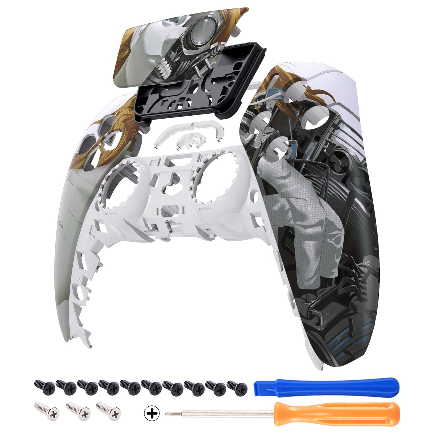 eXtremeRate PS5コントローラーBDM-010/020/030/040/050対応交換対応用フロントハウジングシェル&タッチパッド【マンバアサシンボットIII】