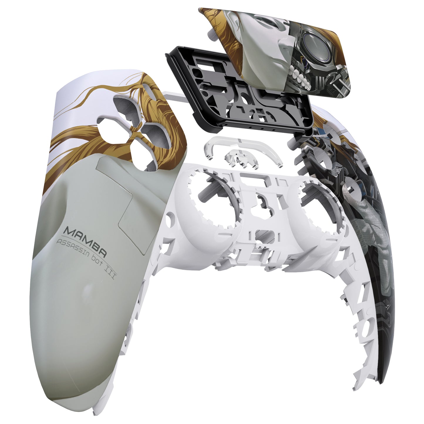 eXtremeRate PS5コントローラーBDM-010/020/030/040/050対応交換対応用フロントハウジングシェル&タッチパッド【マンバアサシンボットIII】