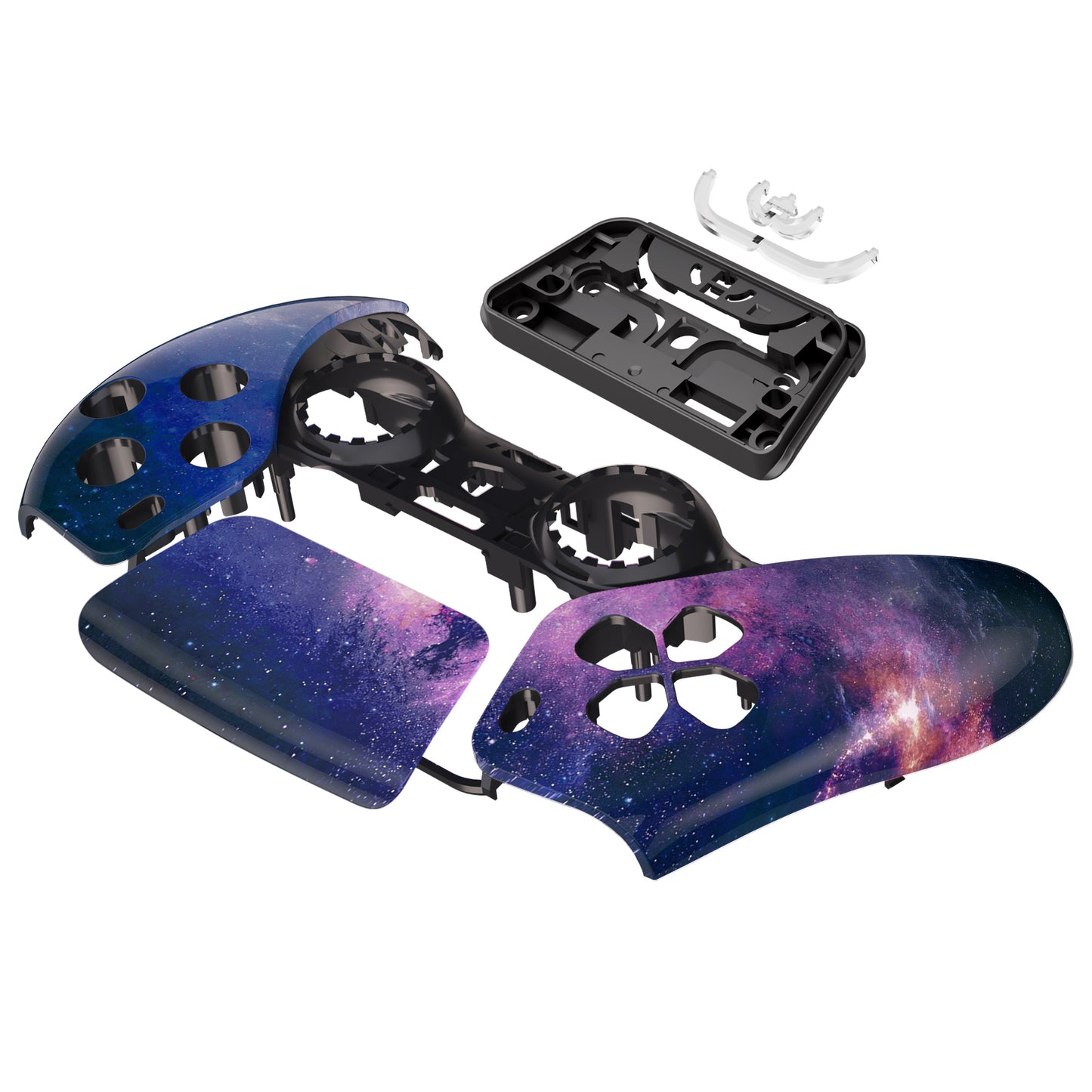 eXtremeRate PS5コントローラーBDM-010/020/030/040/050対応交換対応用フロントハウジングシェル&タッチパッド【パープル銀河】