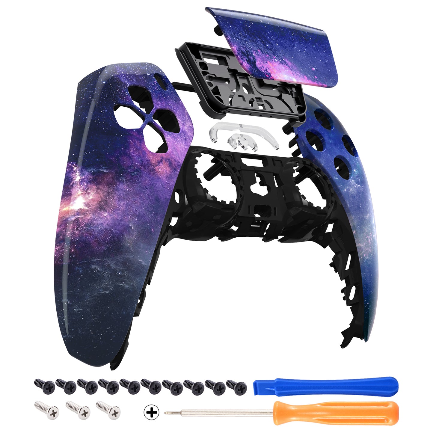 eXtremeRate PS5コントローラーBDM-010/020/030/040/050対応交換対応用フロントハウジングシェル&タッチパッド【パープル銀河】