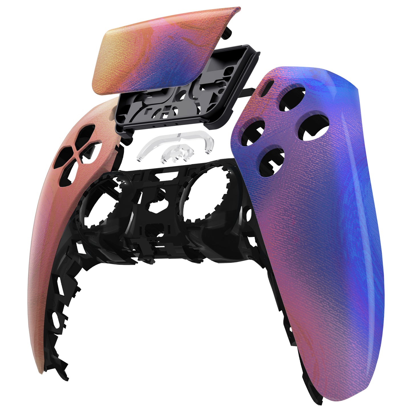 eXtremeRate PS5コントローラーBDM-010/020/030/040/050対応交換対応用フロントハウジングシェル&タッチパッド【パープルレッドスワール】