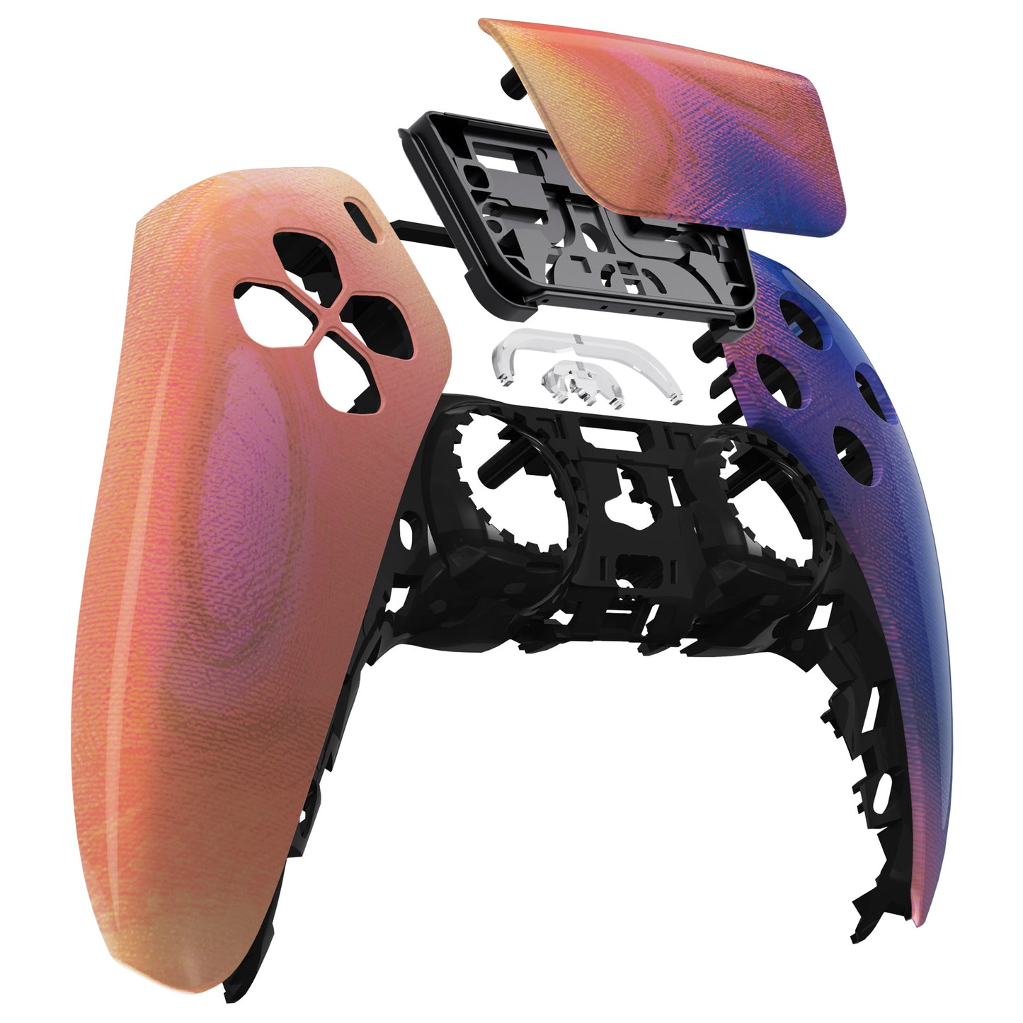 eXtremeRate PS5コントローラーBDM-010/020/030/040/050対応交換対応用フロントハウジングシェル&タッチパッド【パープルレッドスワール】